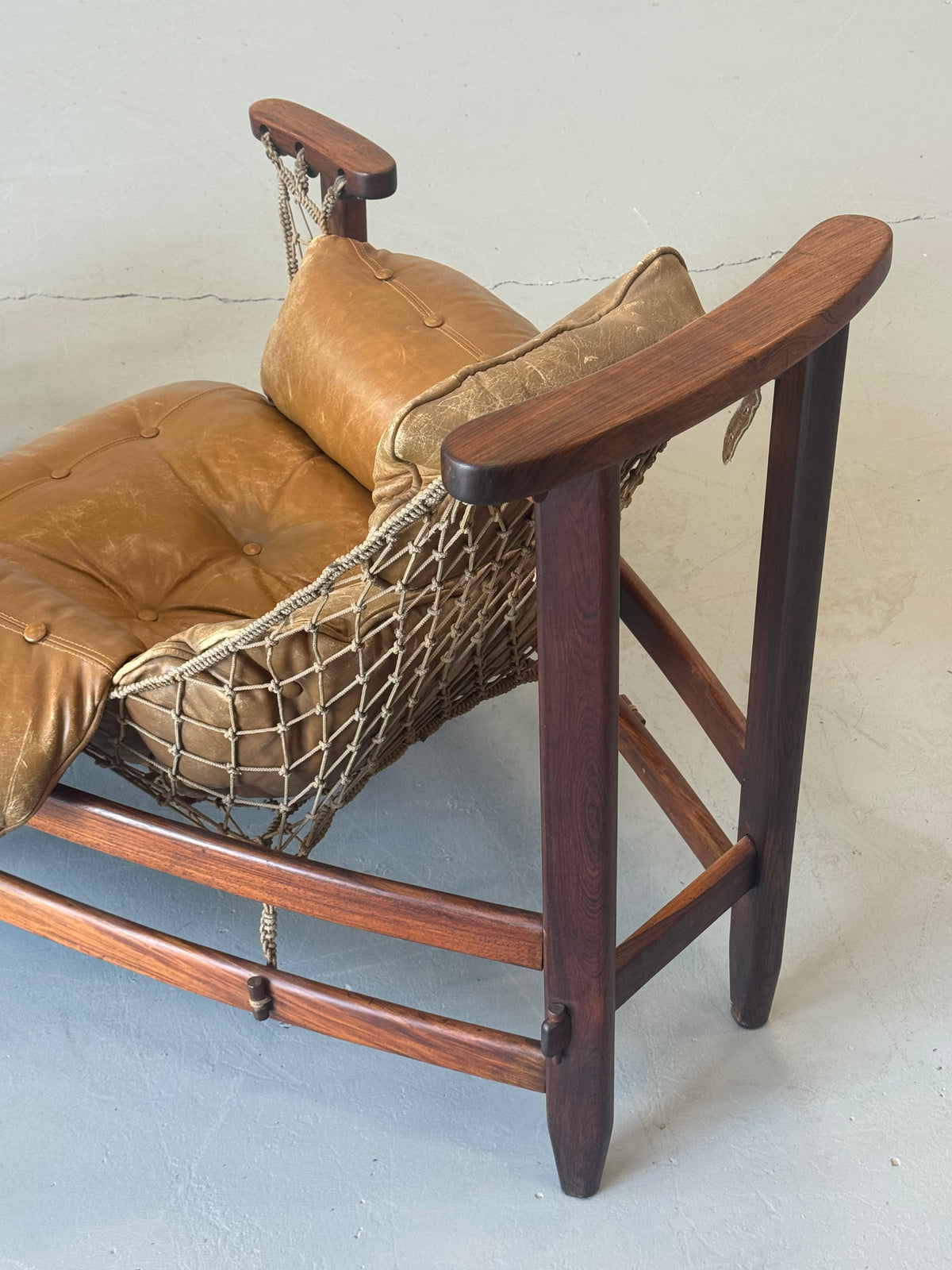 1960s Jangada Lounge Chair and Ottoman by Jean Gillon in Rosewood and original Brown Leather
