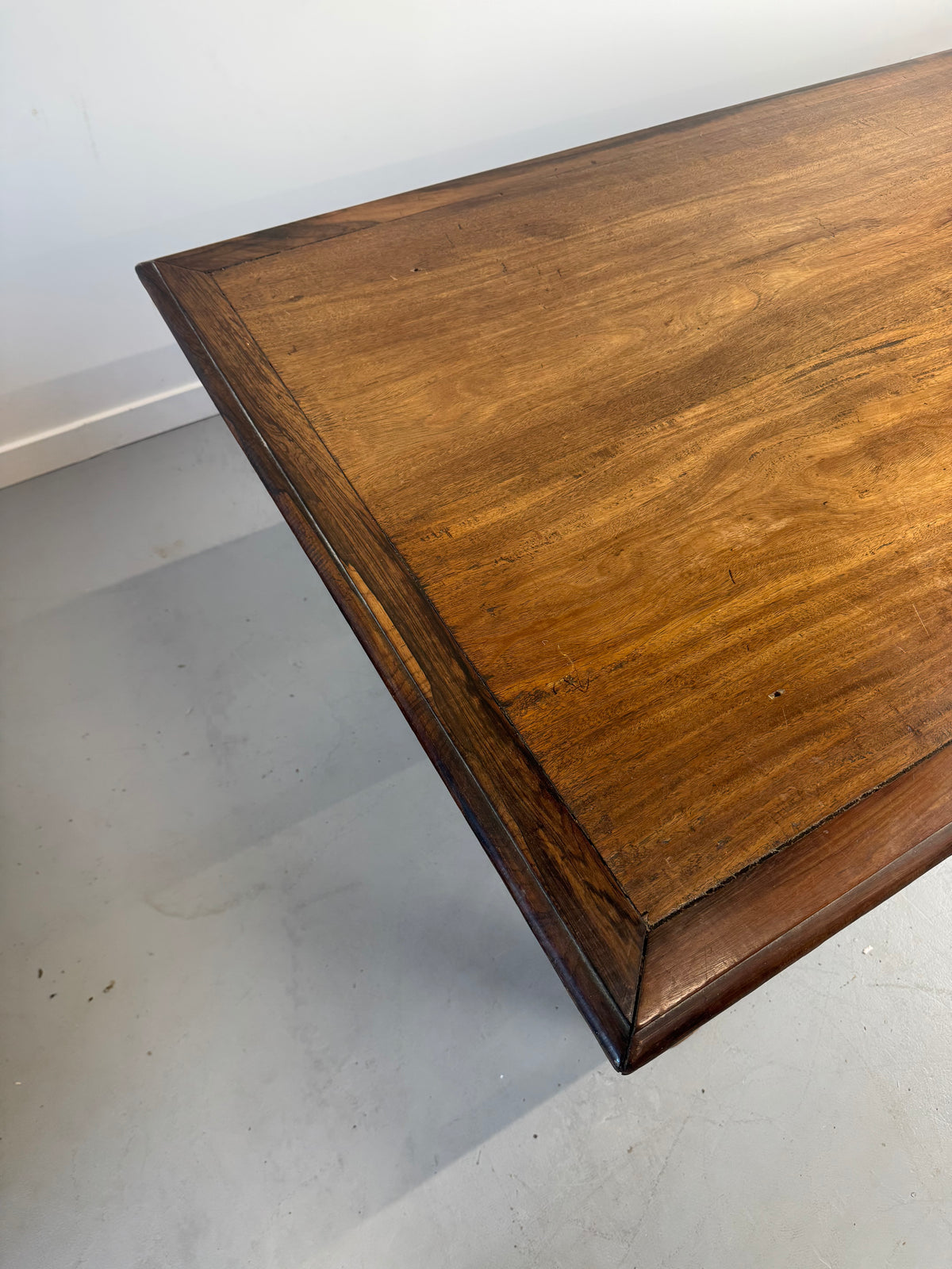 Vintage Monumental Solid Walnut and Rosewood Dining Table with X-Frame Base.