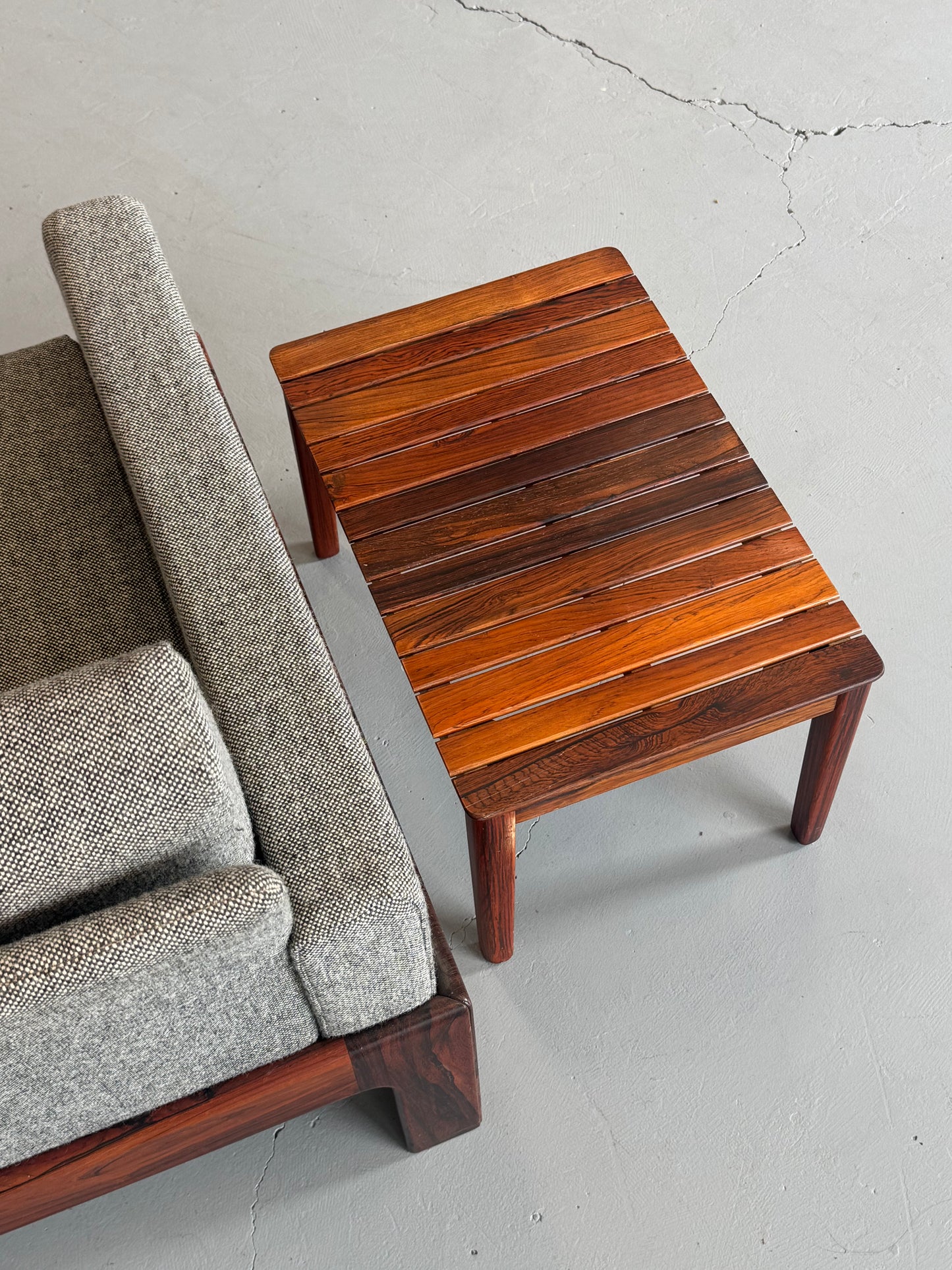 1960s Slatted Rosewood Bench / Side Table by Albert Larsson for Alberts Tibro, Sweden.