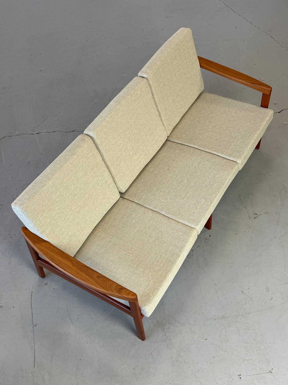 1960s Canadian Solid Teak Open Arm Sofa