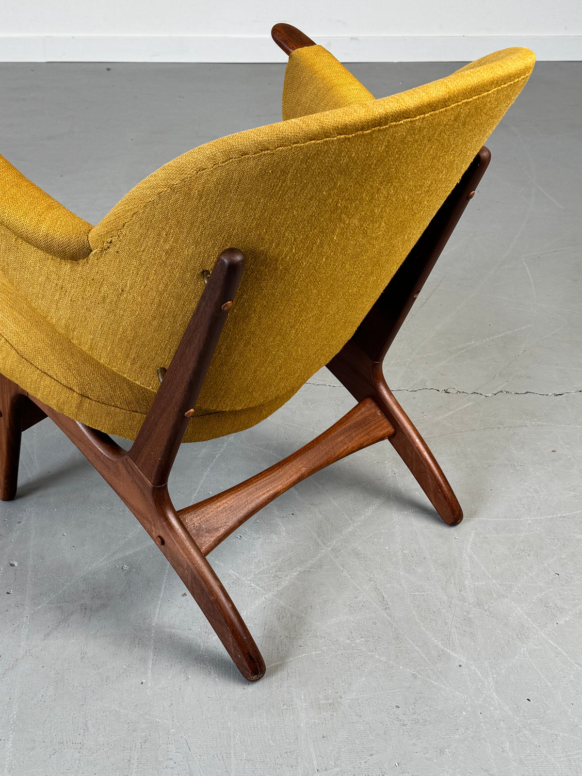1950s Model 33 Easy Chair by Carl Edward Matthes in teak and original mustard yellow wool.