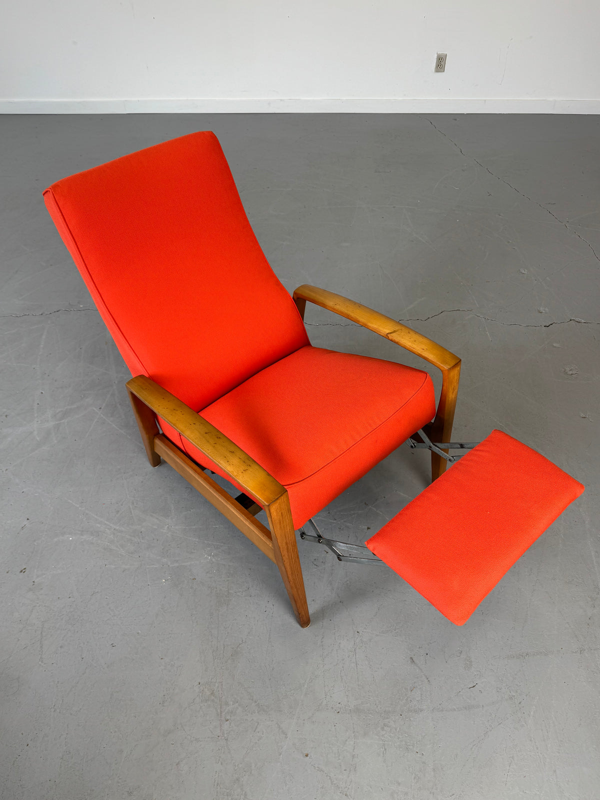 1950s Mid-Century Reclining Lounge Chair with Fold-Out Footrest