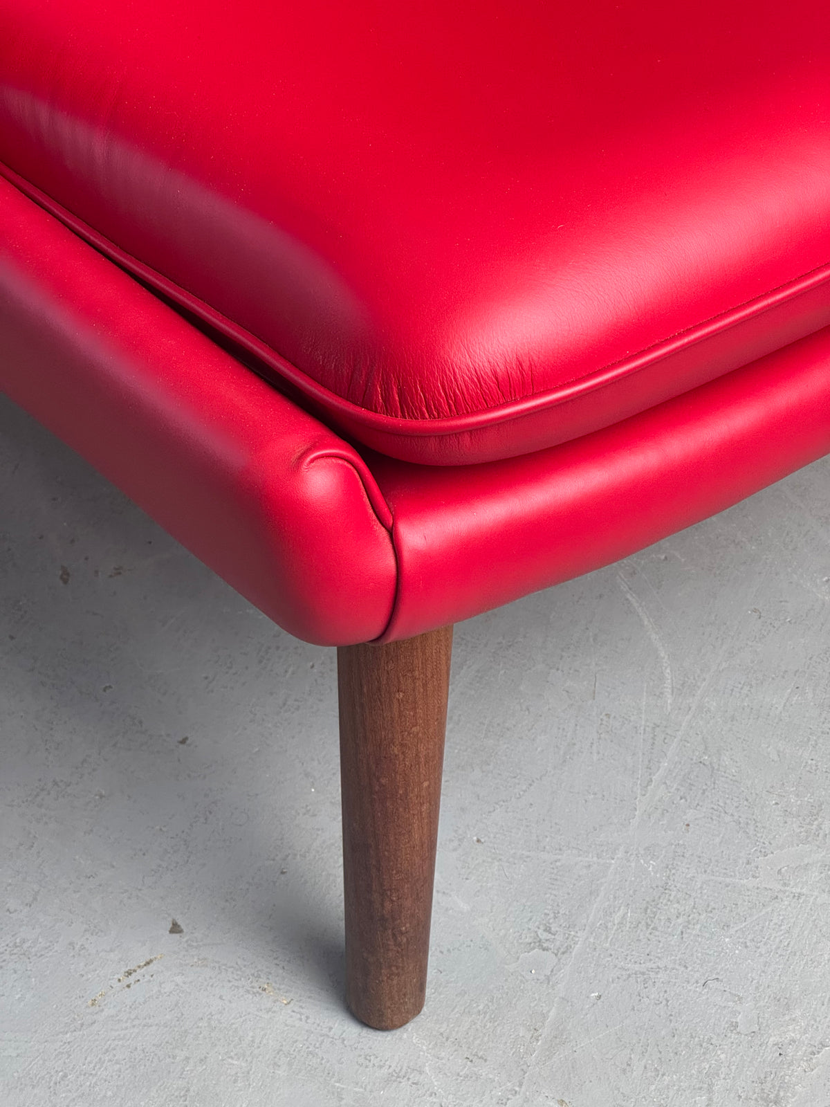 1950s AP19 Papa Bear Lounge Chair by Hans J. Wegner  for A.P. Stolen in Red Leather, Denmark.