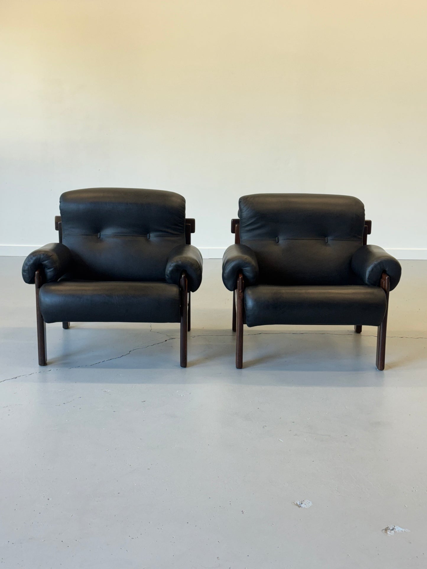 1970s Copa Lounge Chairs by Jean Gillon for Italma in Solid Imbuia