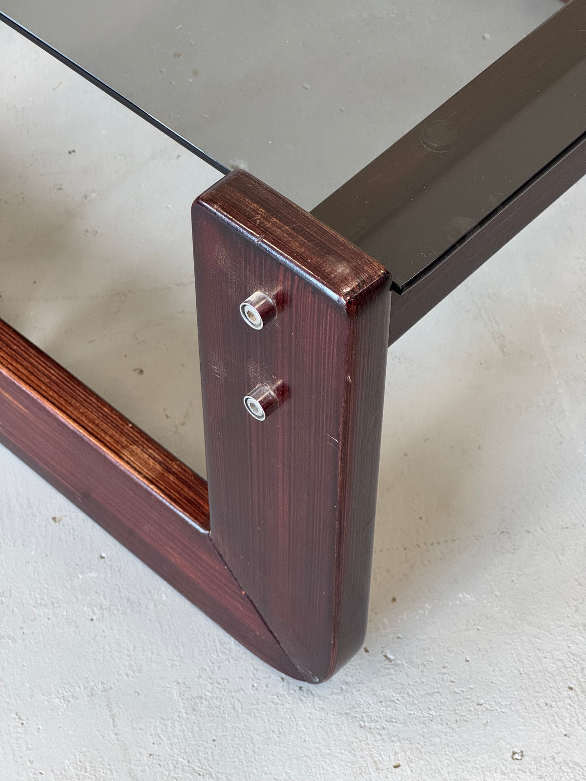1970s Percival Lafer MP-97 Side Table in Jatobá and Smoked Glass, Brazil.