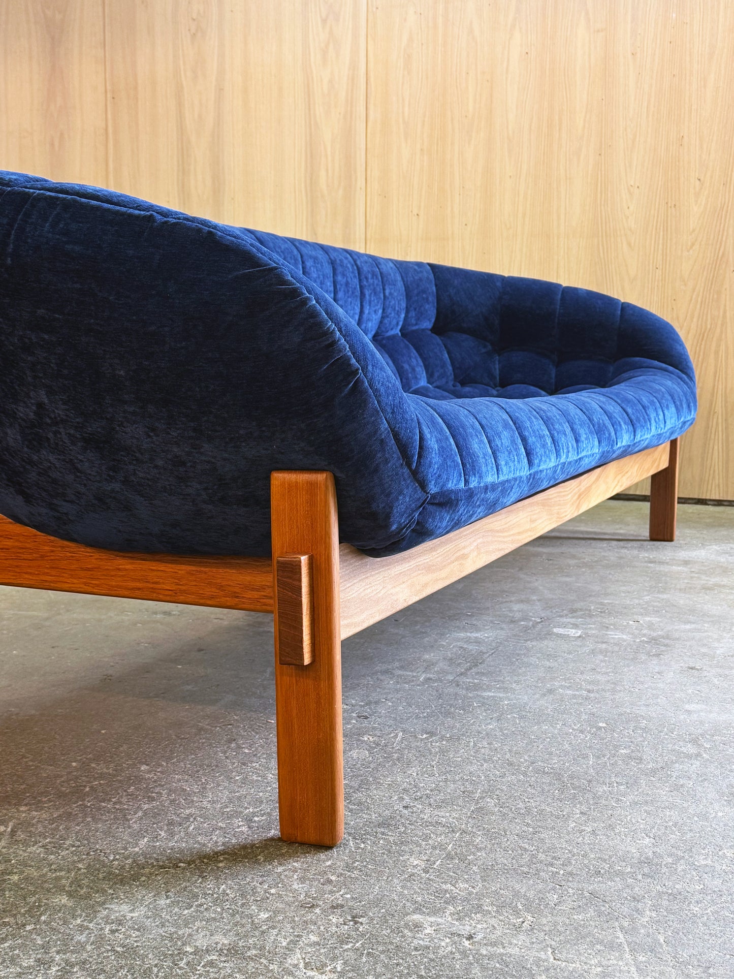 1960s Pod Sofa by R Huber in teak and blue upholstery