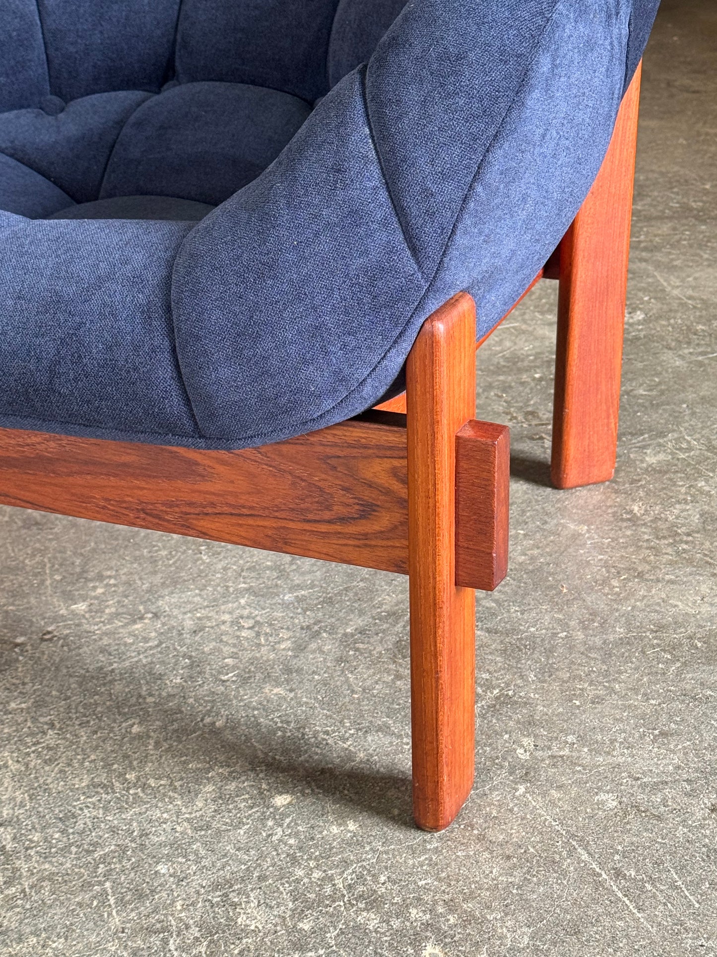1960s Pod Chair by R. Huber in teak and fabric