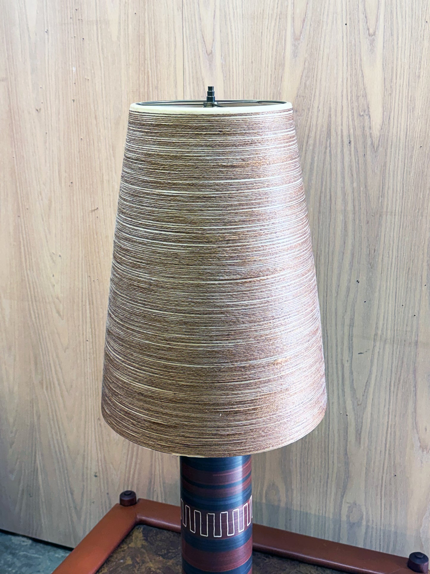 1960s Large Table Lamp by Lotte and Gunnar Bostlund in Hand-painted ceramic