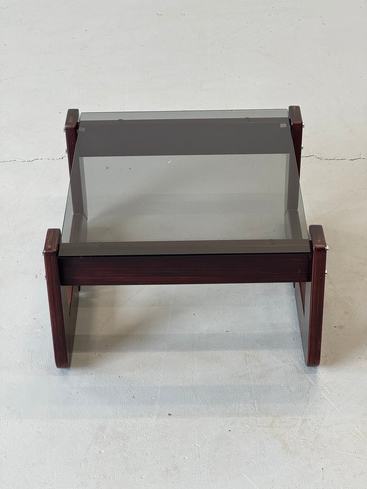 1970s Percival Lafer MP-97 Side Table in Jatobá and Smoked Glass, Brazil.