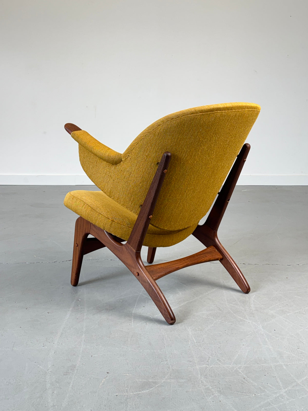 1950s Model 33 Easy Chair by Carl Edward Matthes in teak and original mustard yellow wool.
