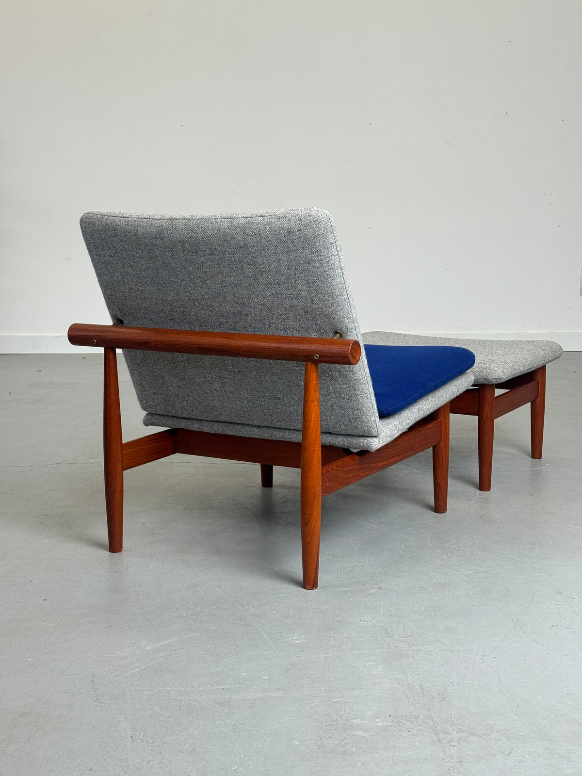 1950s Finn Juhl Japan Lounge Chair and Ottoman for France & Son in Teak and Kvadrat Hallingdal.