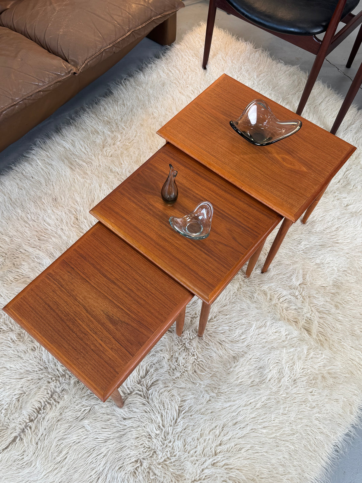 1960s Danish Modern Teak Nesting Tables, Set of Three.