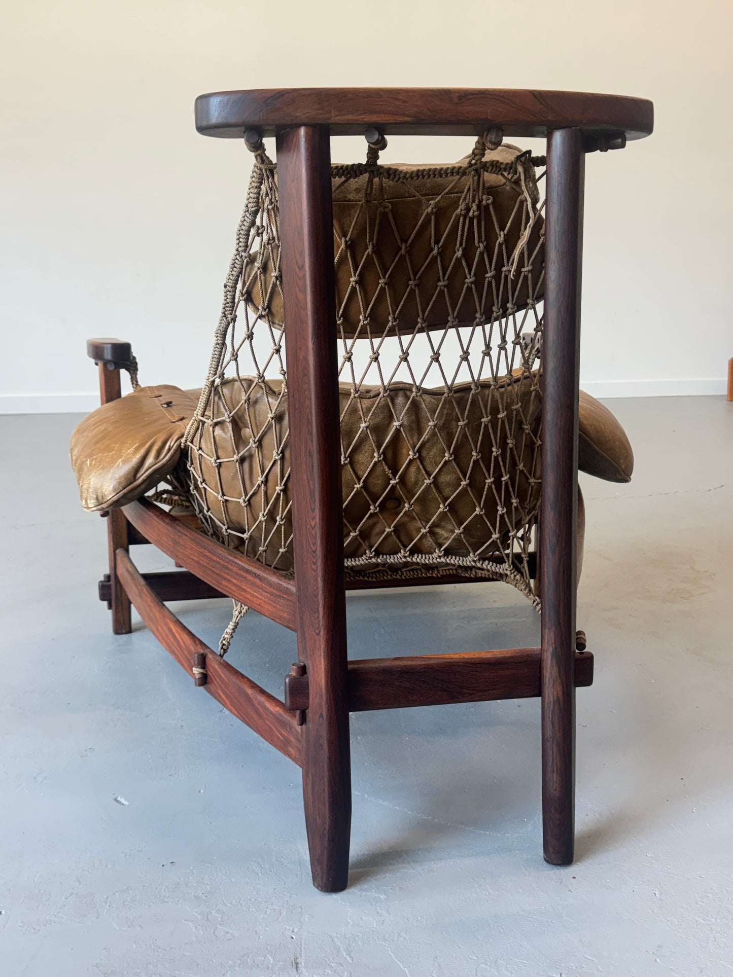 1960s Jangada Lounge Chair and Ottoman by Jean Gillon in Rosewood and original Brown Leather
