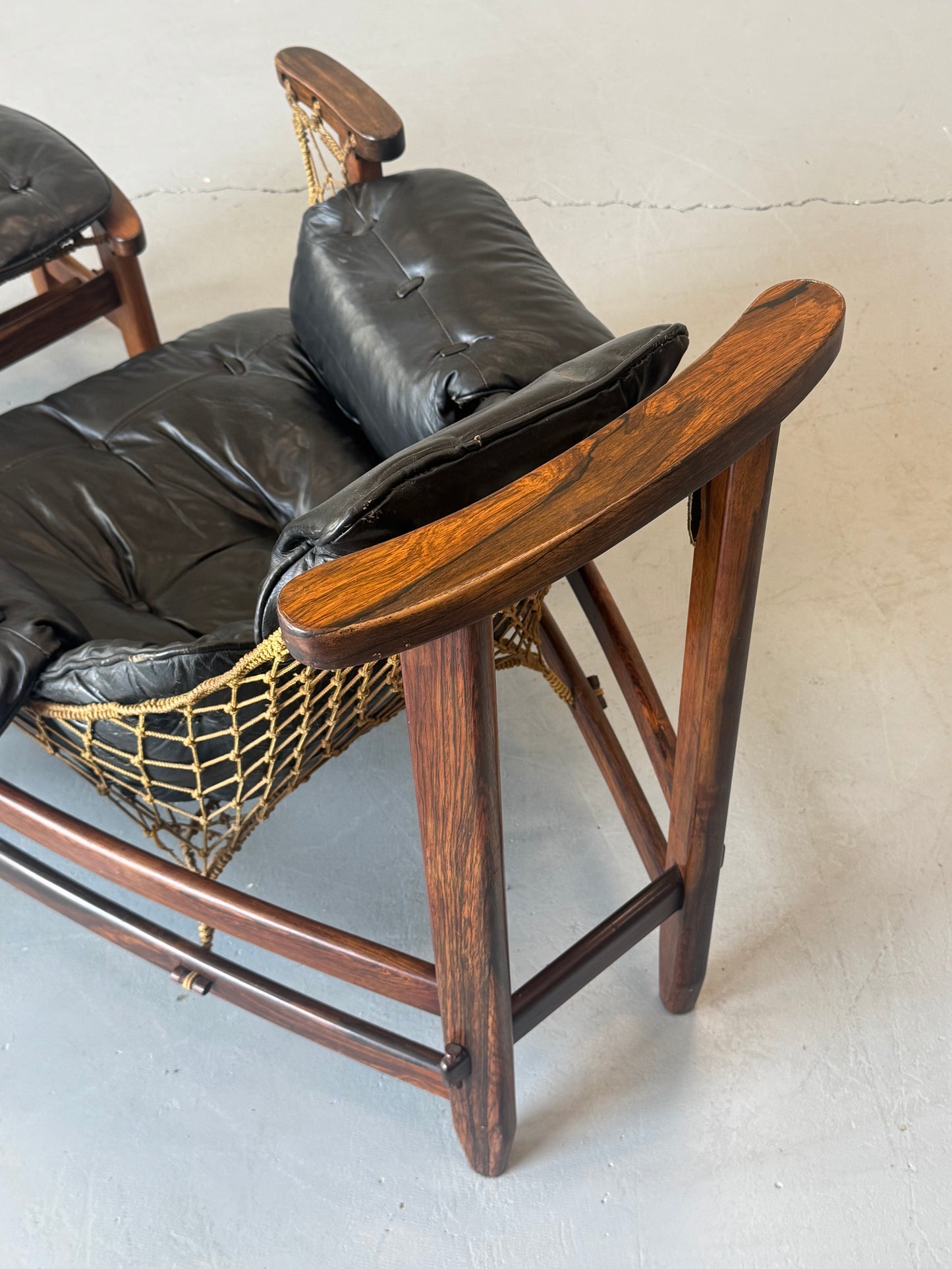 1960s Jangada Lounge Chair and Ottoman by Jean Gillon in rosewood and black leather
