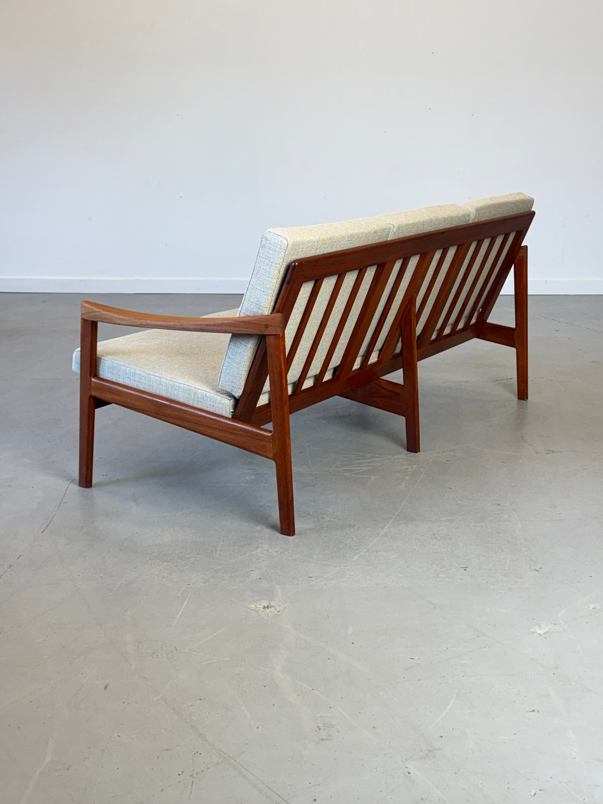 1960s Canadian Solid Teak Open Arm Sofa