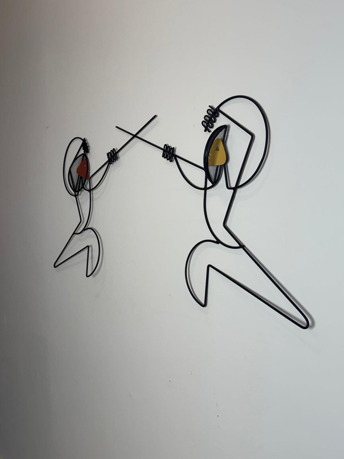 1950s Pair of Fencing Wire Wall Sculptures by Frederic Weinberg, USA.