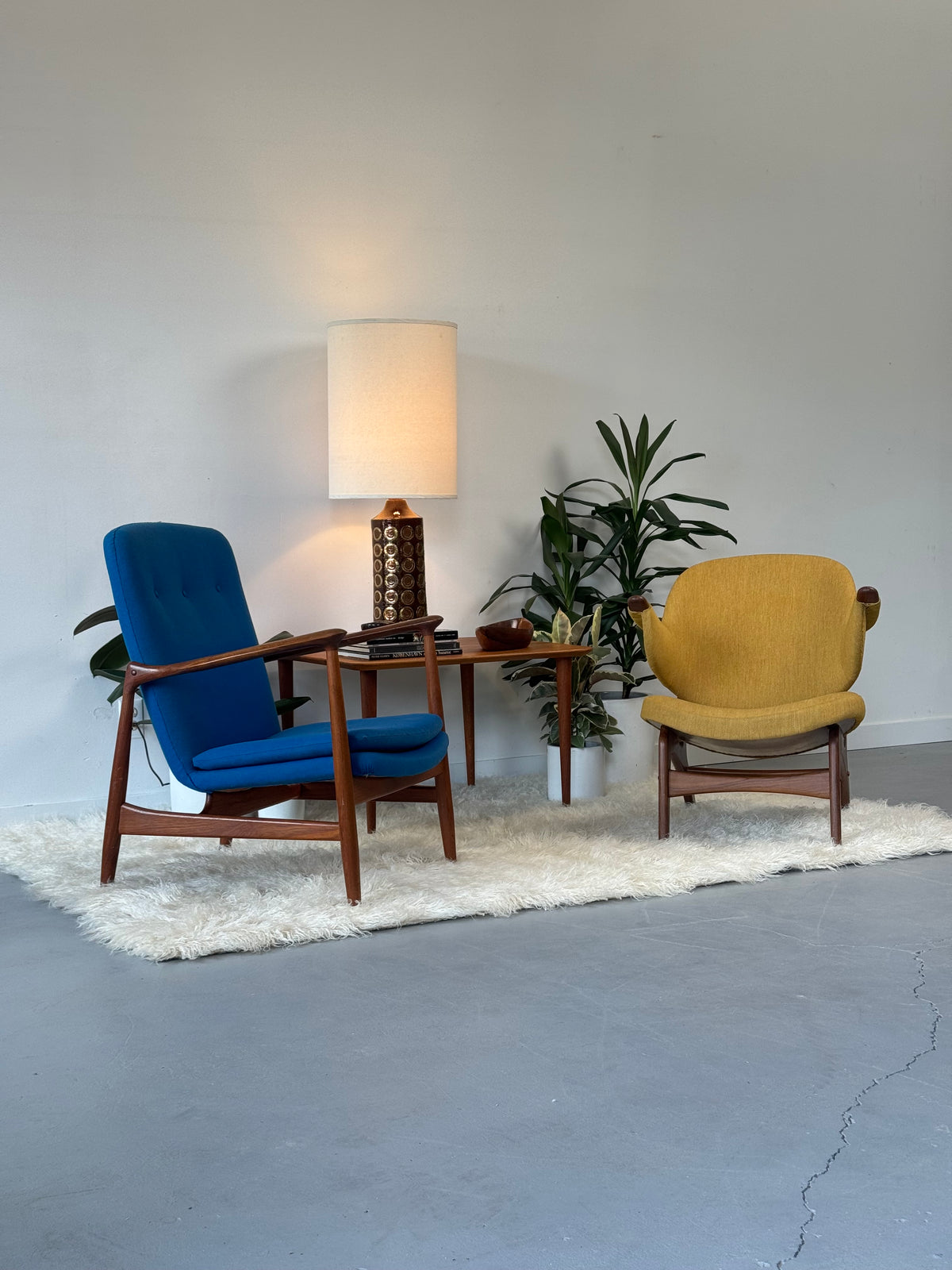 1950s BO95 Chair by Finn Juhl for Bovirke in teak and original blue wool.