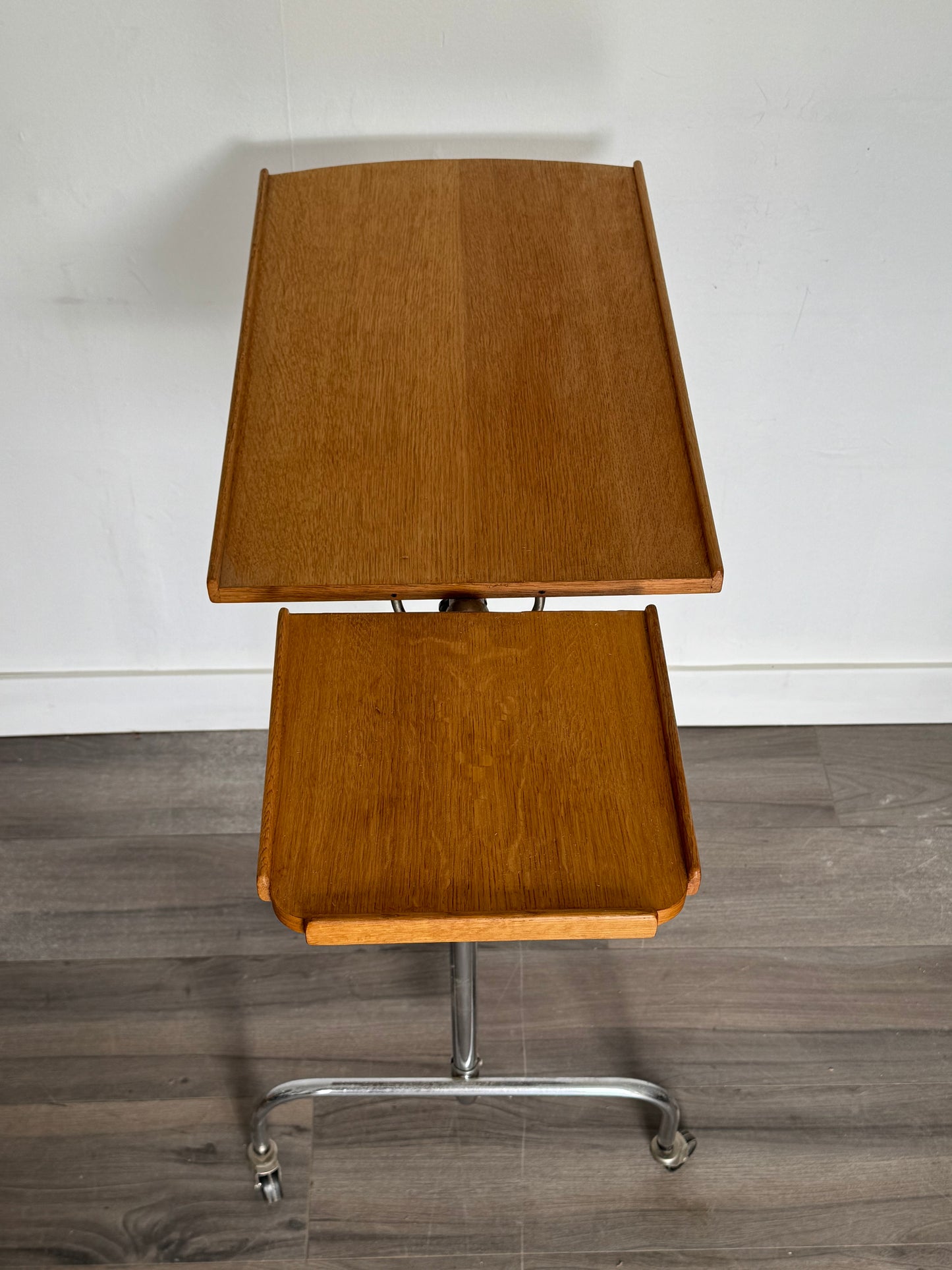 1960s Adjustable Rolling Table by HMN Denmark in teak