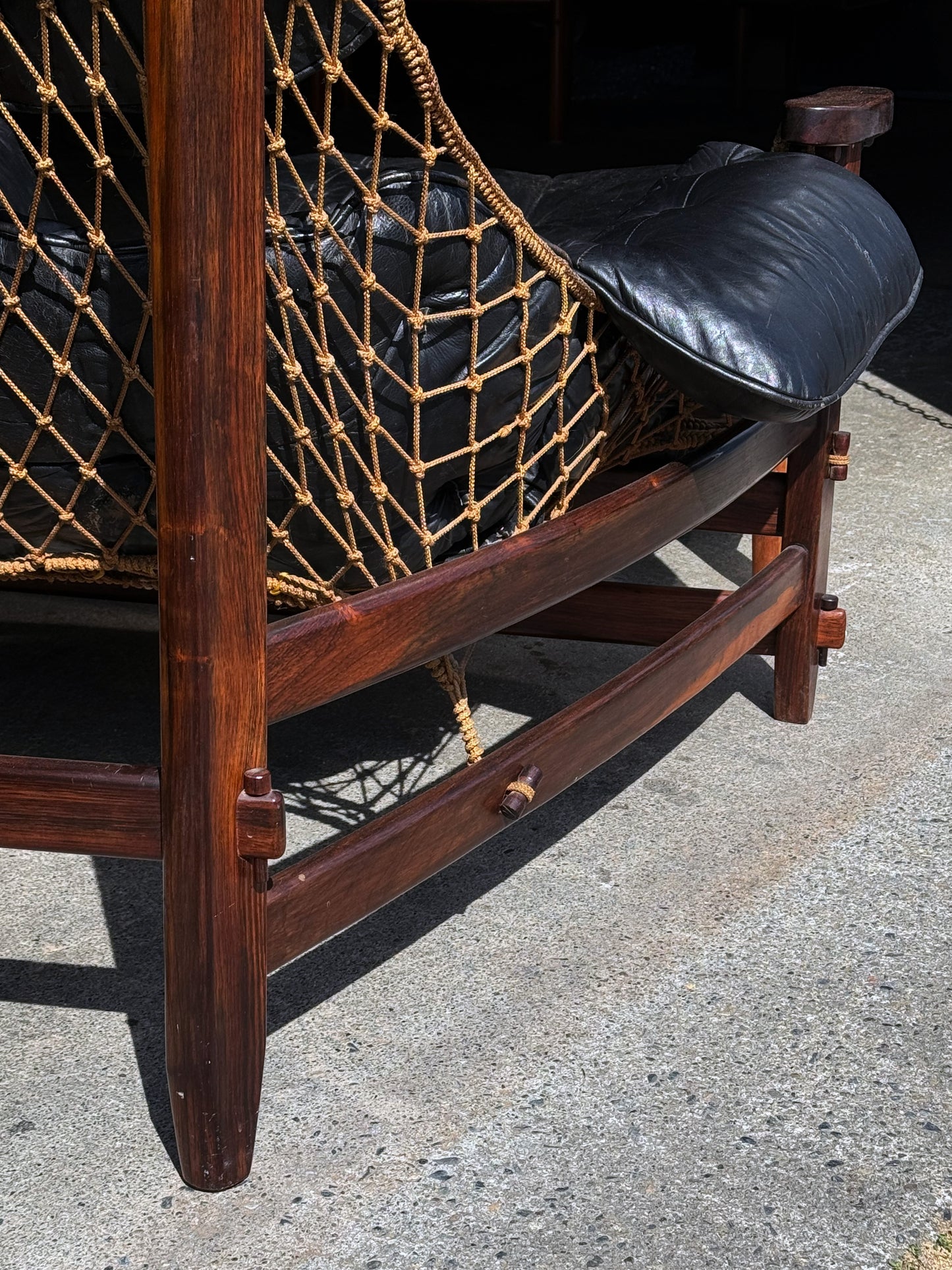 1960s Jangada Lounge Chair and Ottoman by Jean Gillon in rosewood and black leather