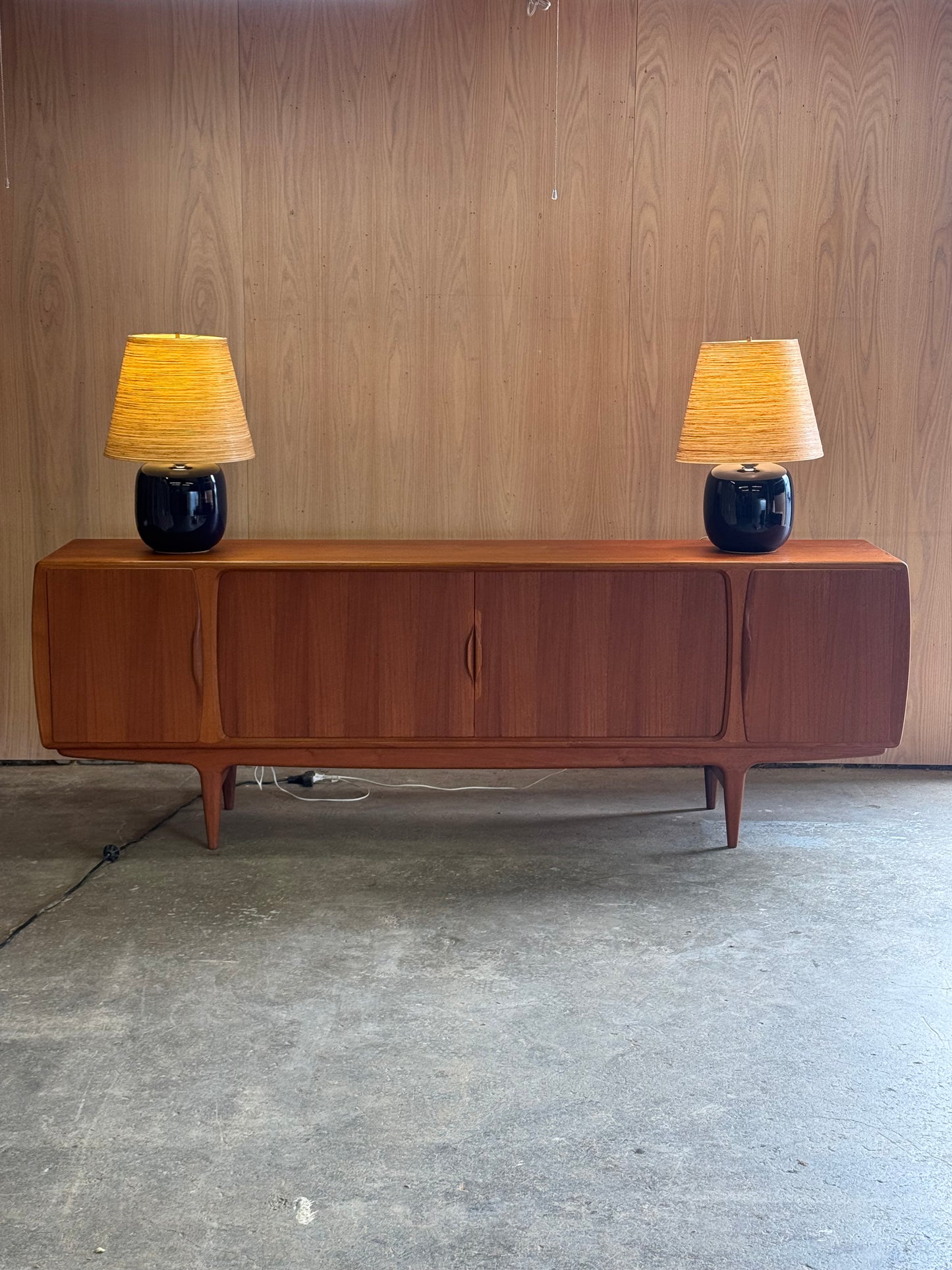 1960s Table Lamp by Lotte & Gunnar Bostlund in blue ceramic and original fiberglass shade