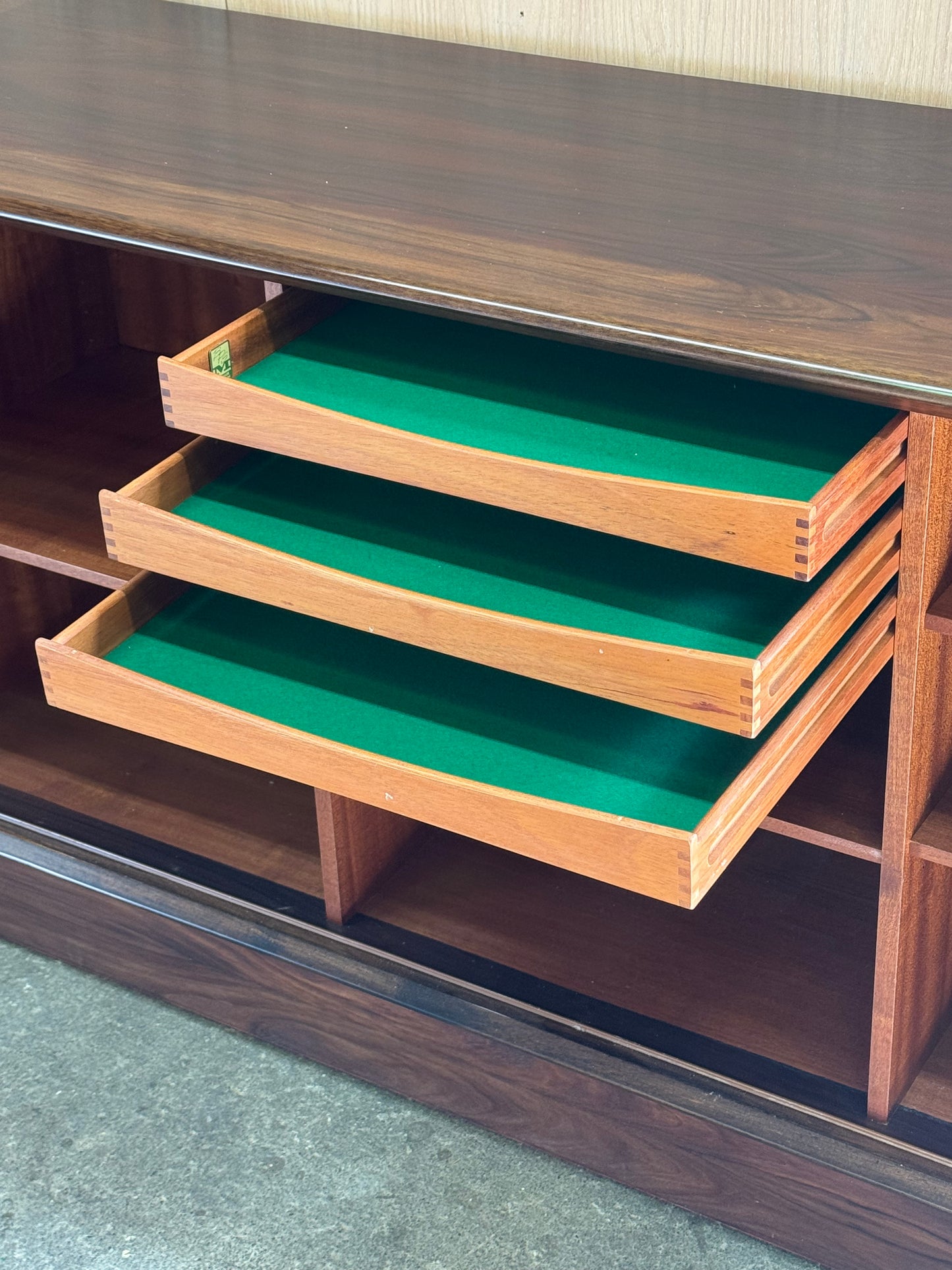 1960s Tambour doors Credenza by Bernhard Pedersen in Rosewood