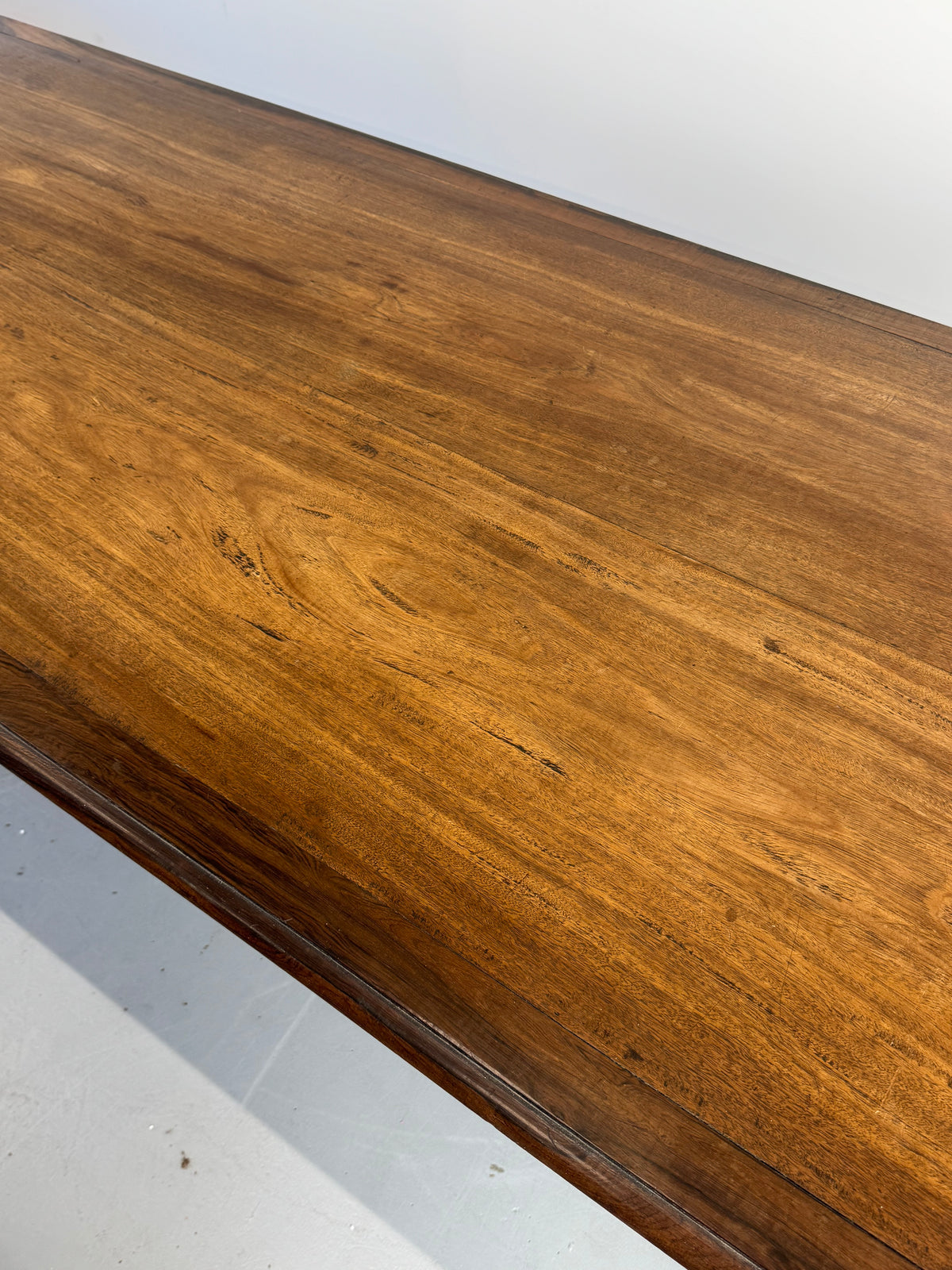 Vintage Monumental Solid Walnut and Rosewood Dining Table with X-Frame Base.
