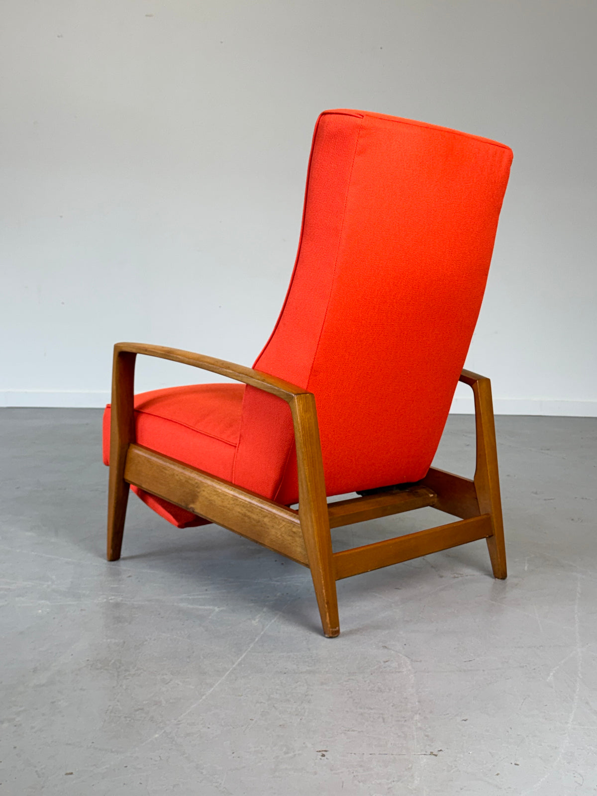1950s Mid-Century Reclining Lounge Chair with Fold-Out Footrest