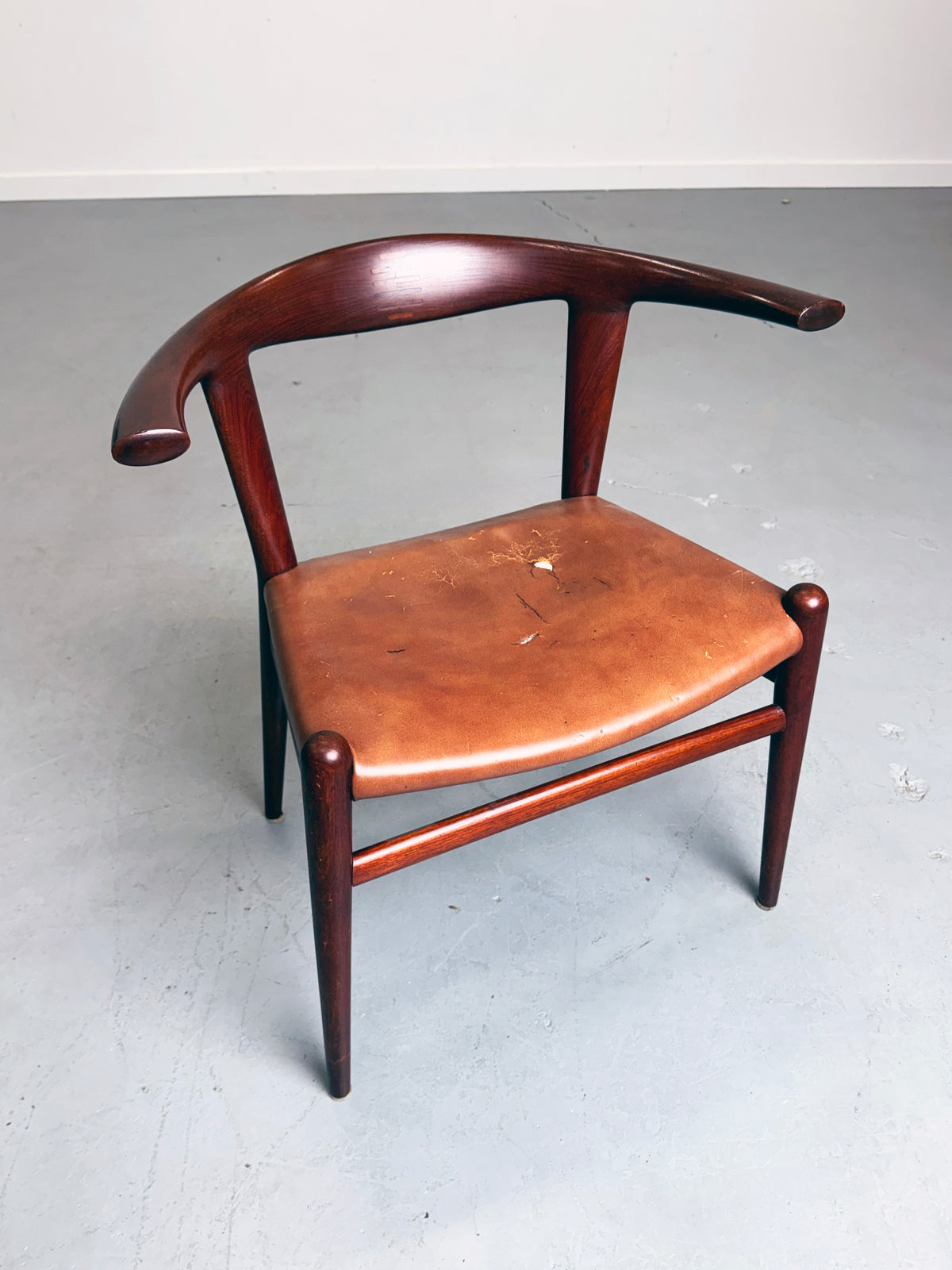 1960s JH518 “Bull Horn” Chair by Hans J. Wegner for Johannes Hansen, completely original.
