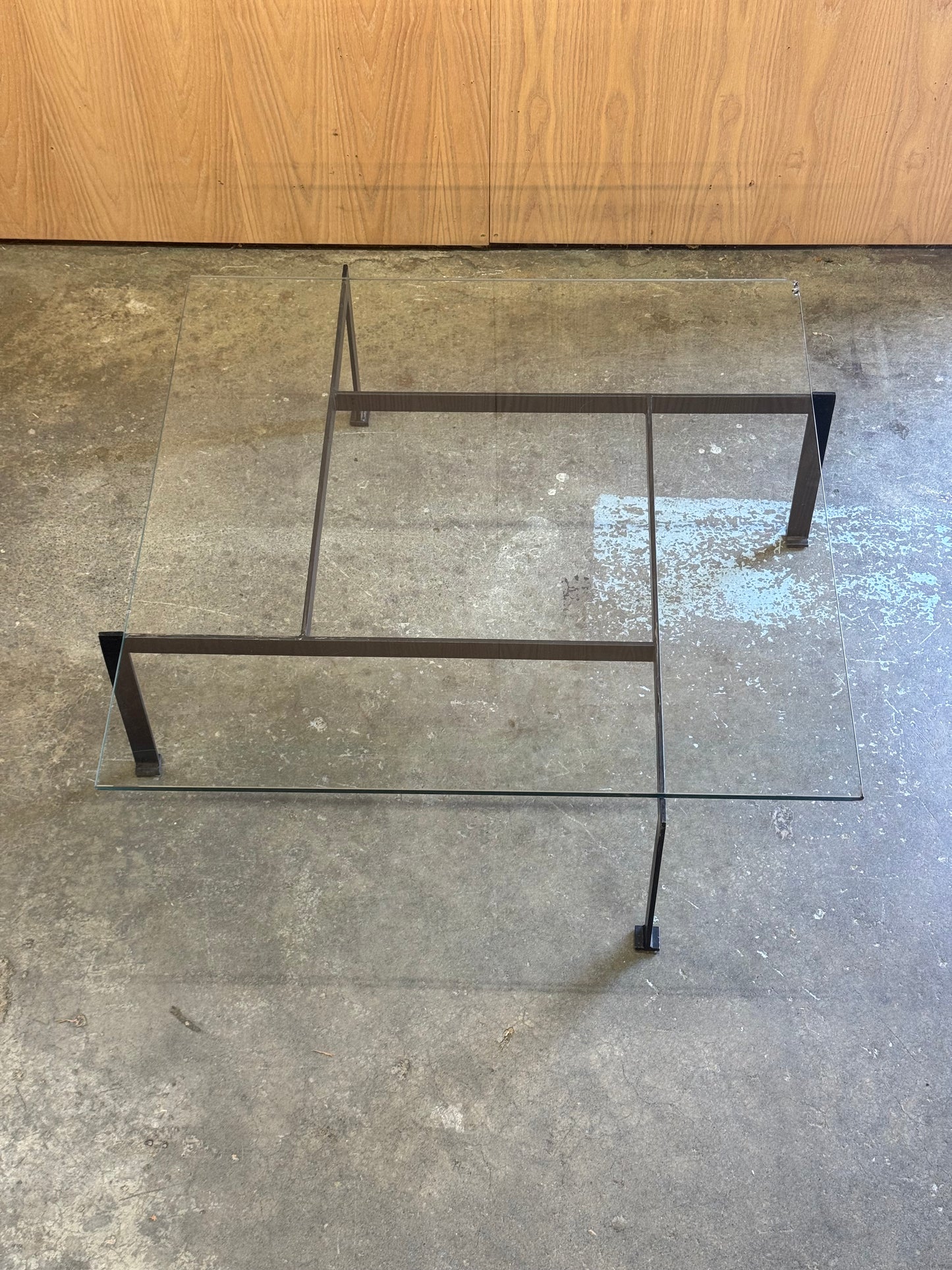 Contemporary PK61 Coffee Table After Poul Kjærholm in glass and steel
