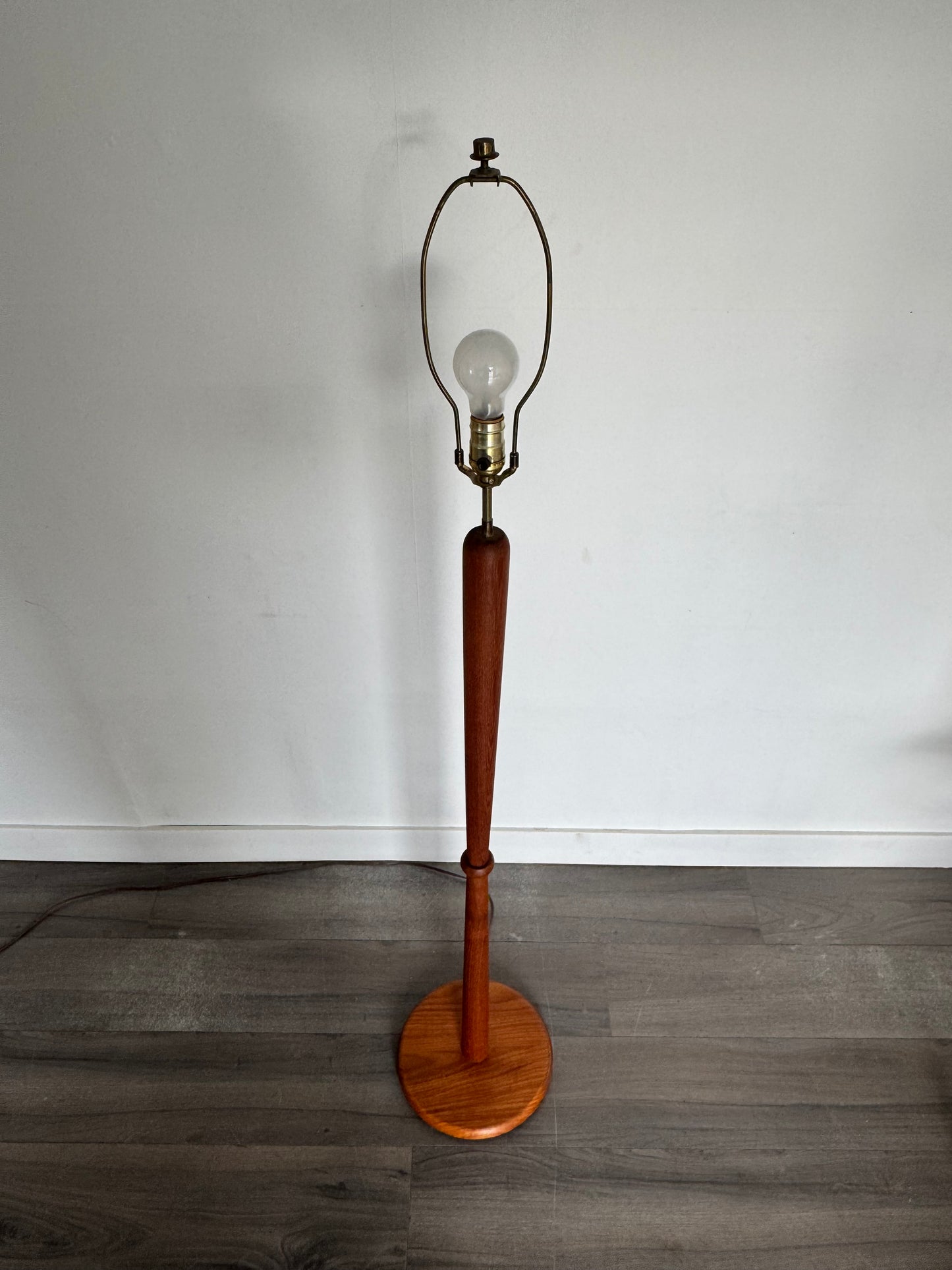 1960s Danish Modern Teak Floor Lamp with Drum Shade