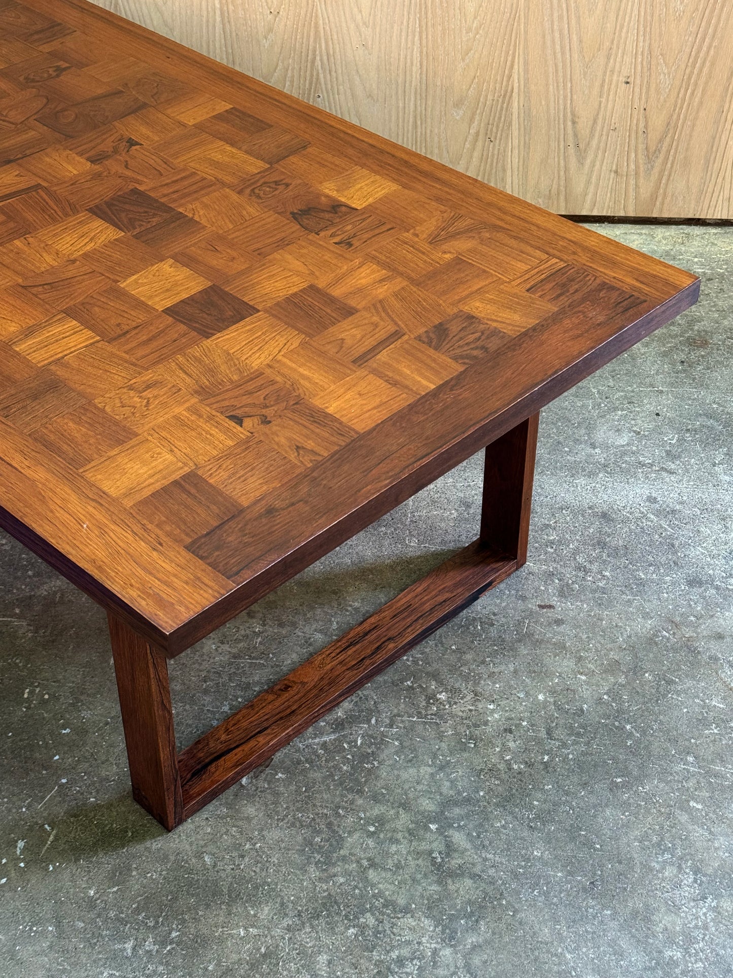 1960s parquetry coffee table rectangular by Poul Cadovius for France and Son in rosewood