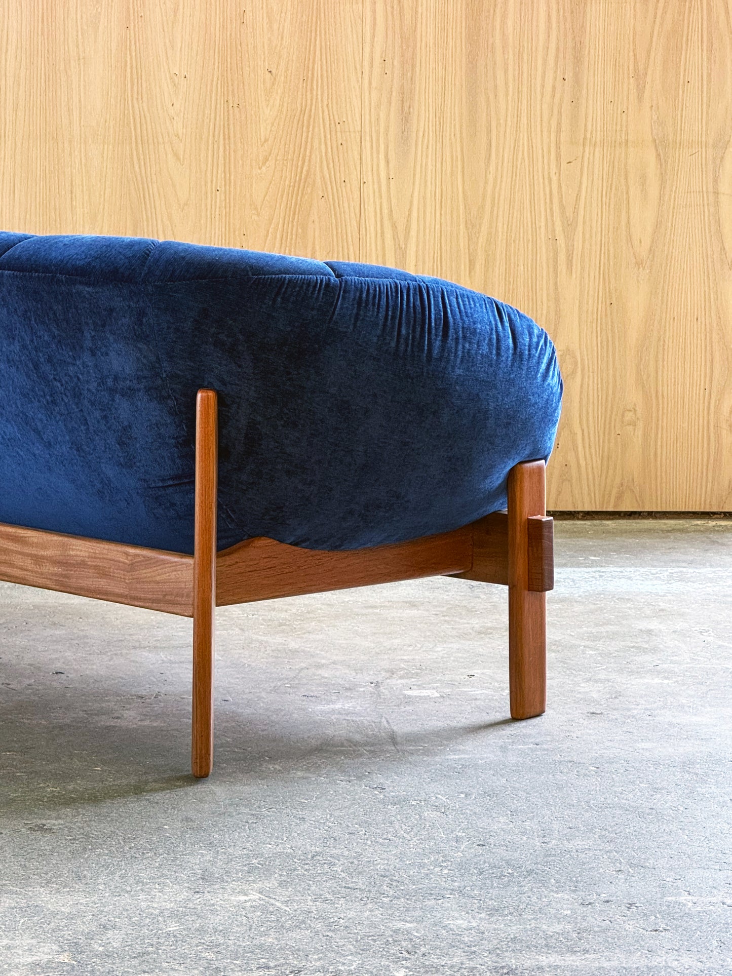 1960s Pod Sofa by R Huber in teak and blue upholstery