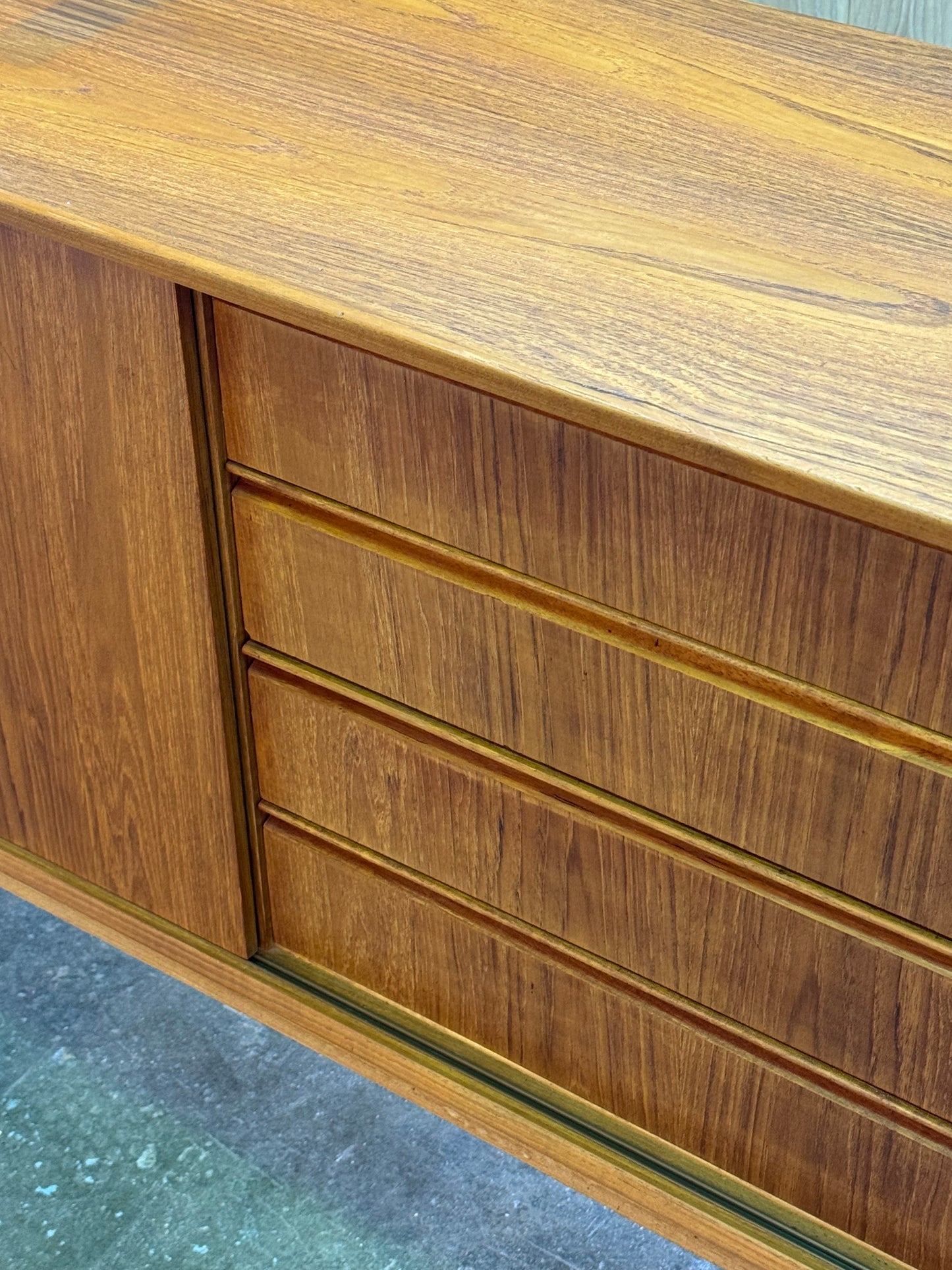 1960s Credenza by Dyrlund in teak with sliding doors and four drawers