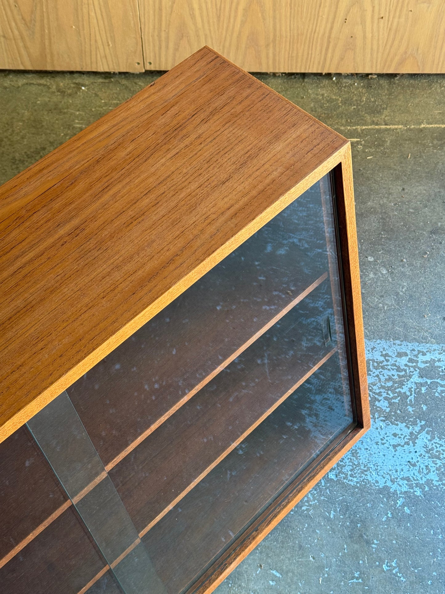 1960s Danish Modern Slanted Display Cabinet in teak