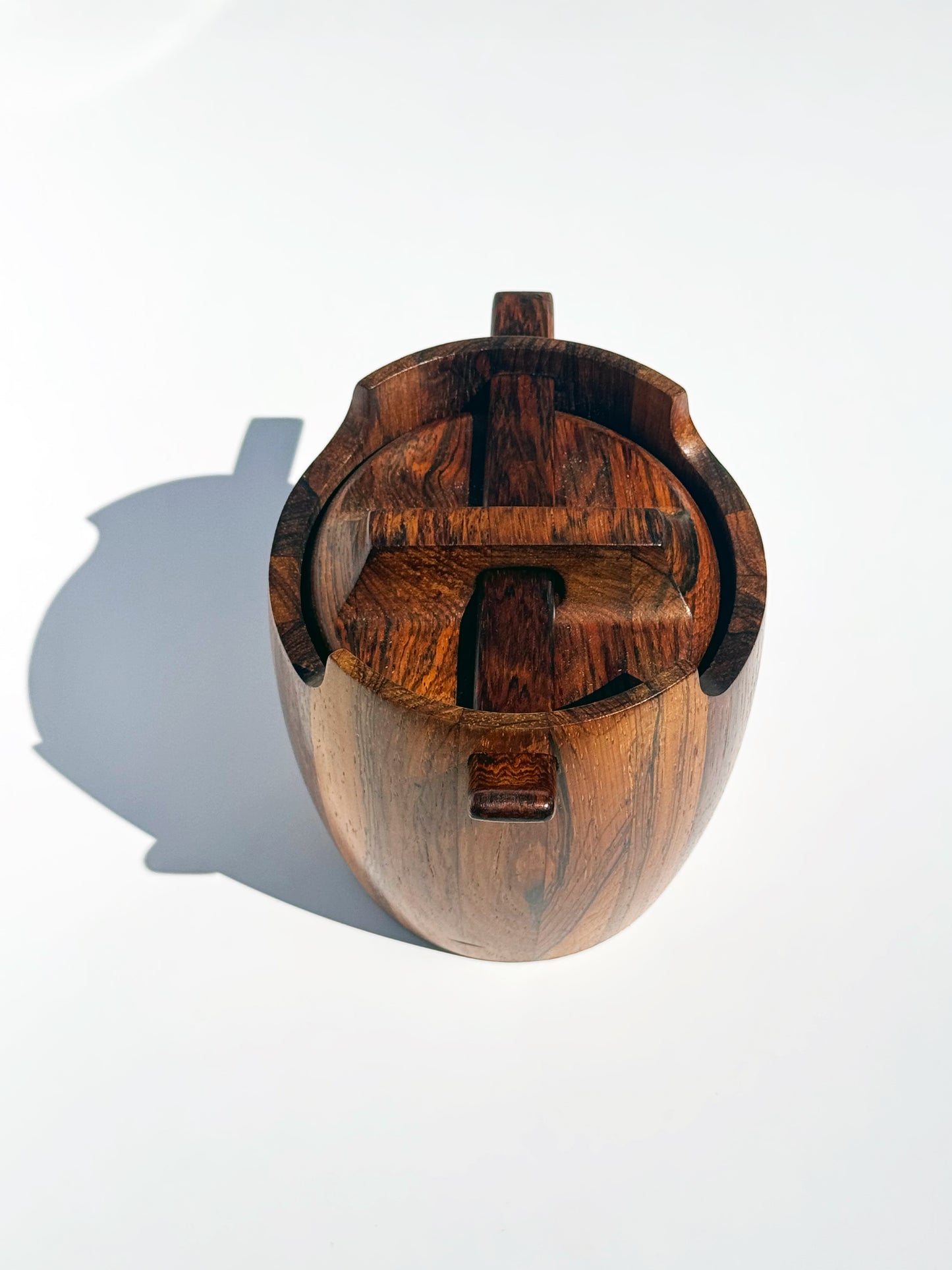 1960s Tobacco Jar by Jean Gillon for Italma Wood Art in solid rosewood