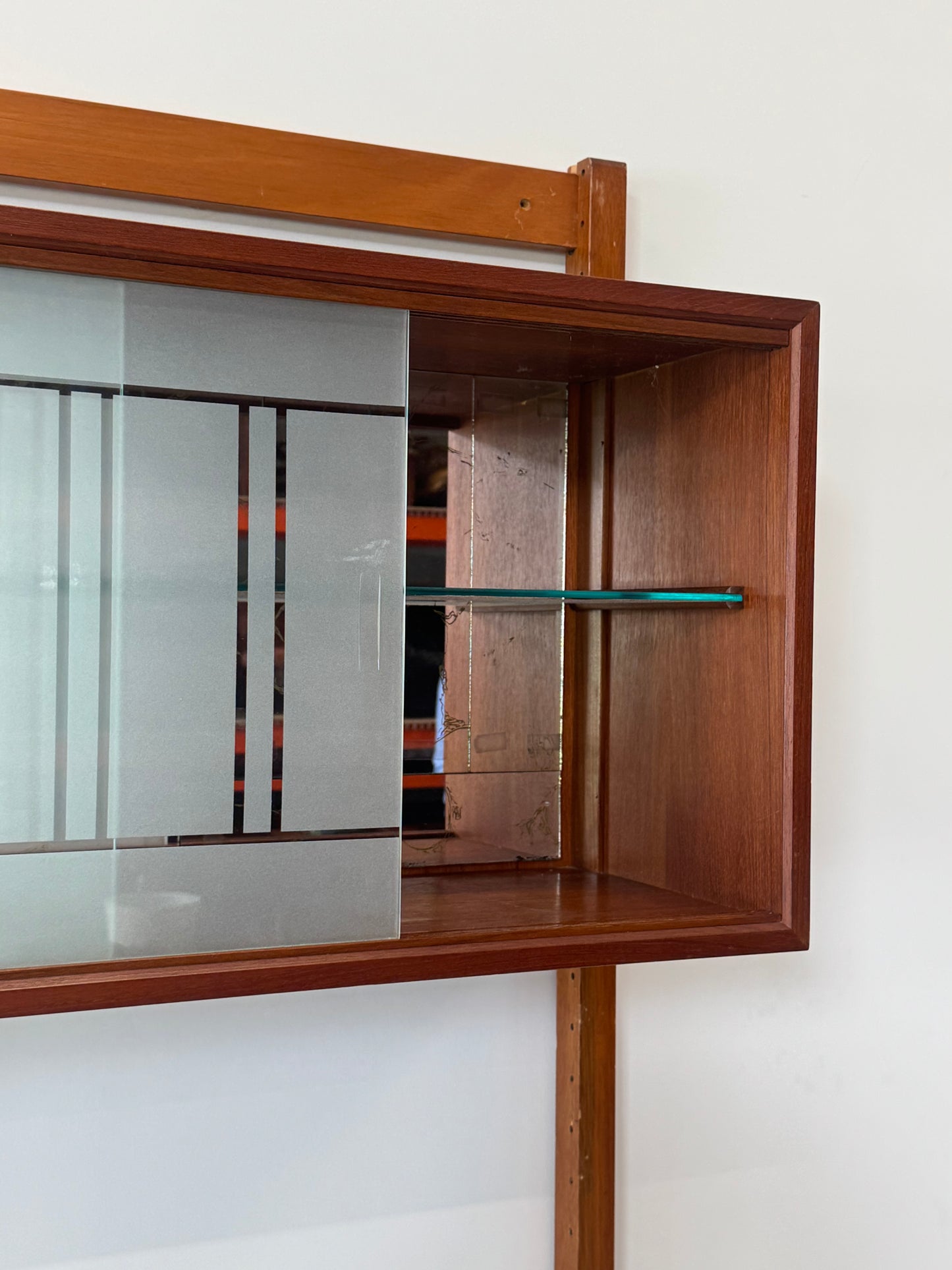 1960s Norwegian Teak Freestanding Wall Unit with Bar and Display Cabinet
