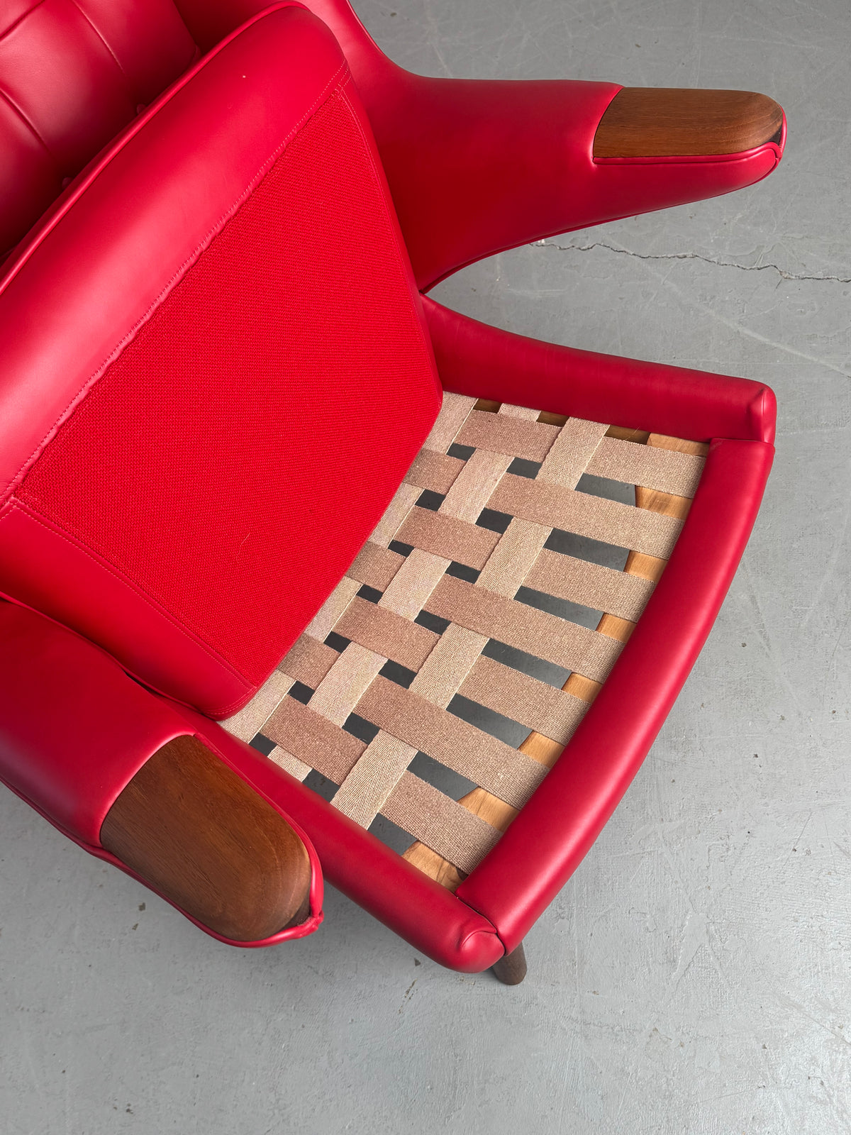 1950s AP19 Papa Bear Lounge Chair by Hans J. Wegner  for A.P. Stolen in Red Leather, Denmark.