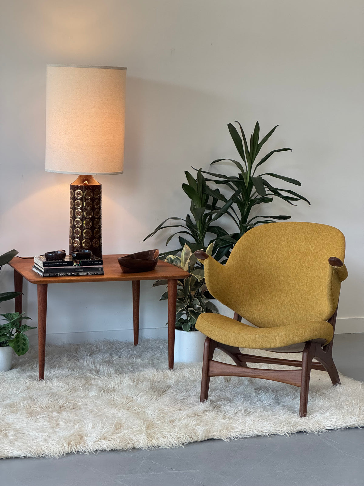 1950s Model 33 Easy Chair by Carl Edward Matthes in teak and original mustard yellow wool.