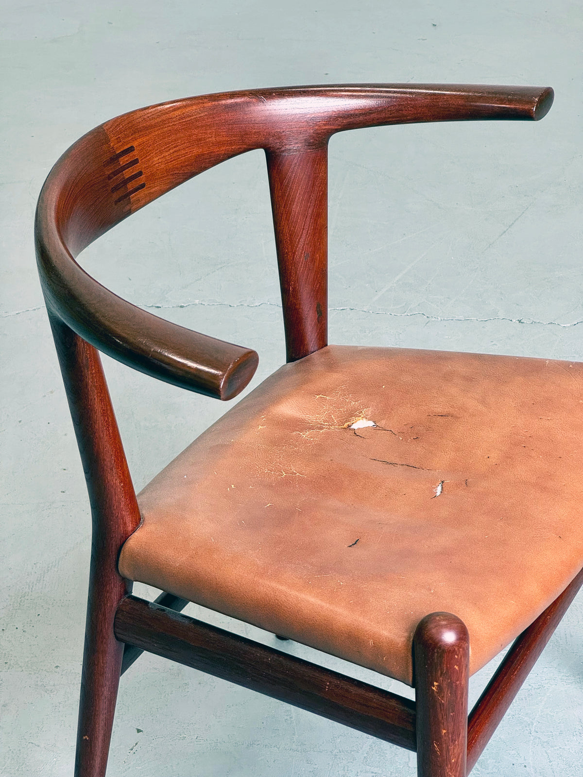 1960s JH518 “Bull Horn” Chair by Hans J. Wegner for Johannes Hansen, completely original.