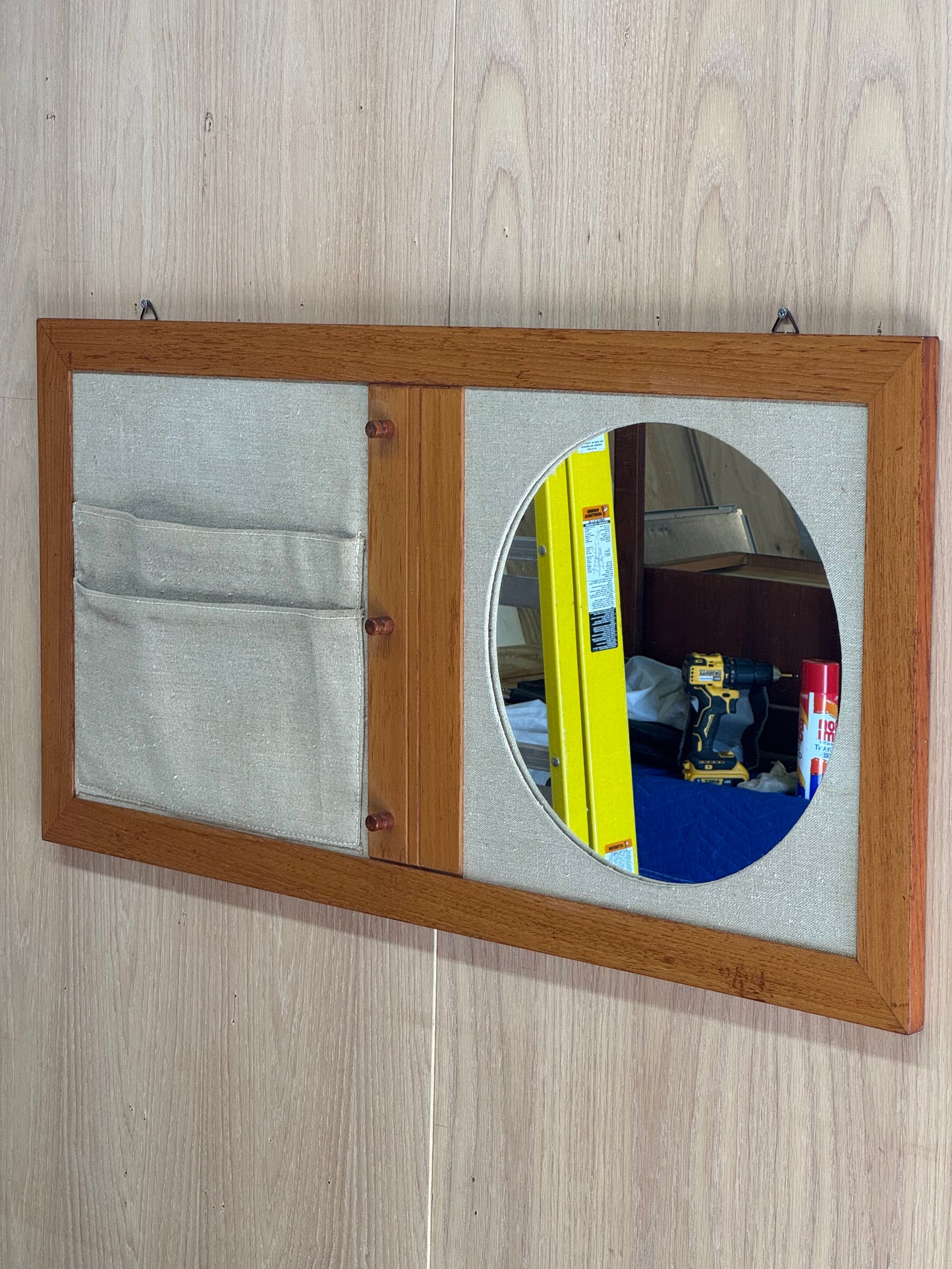 1960s Danish Modern Wall Organizer with Mirror in teak