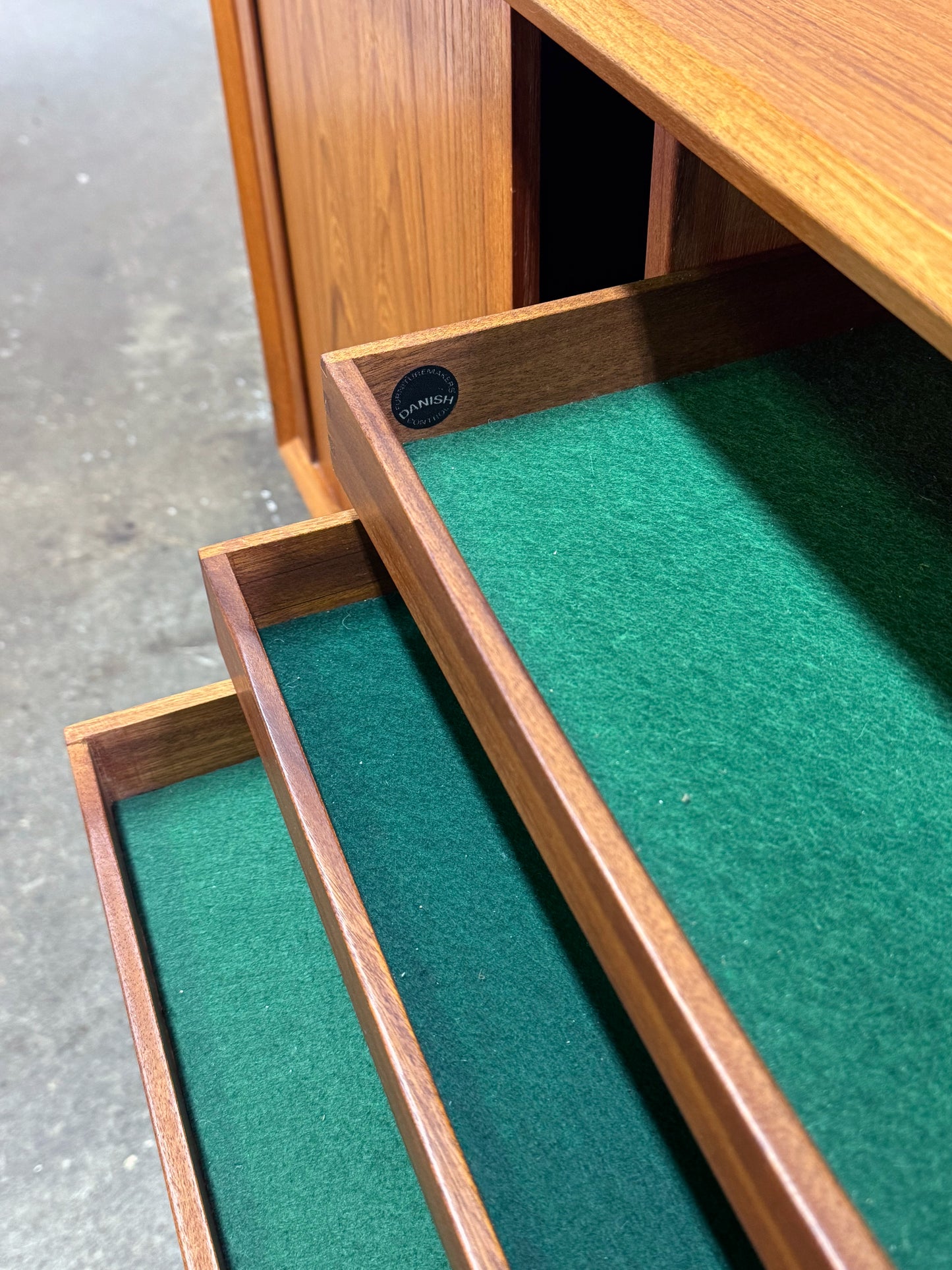 1960s Tambour Door Teak Sideboard by Svend Aage Larsen for Faarup Mobelfabrik