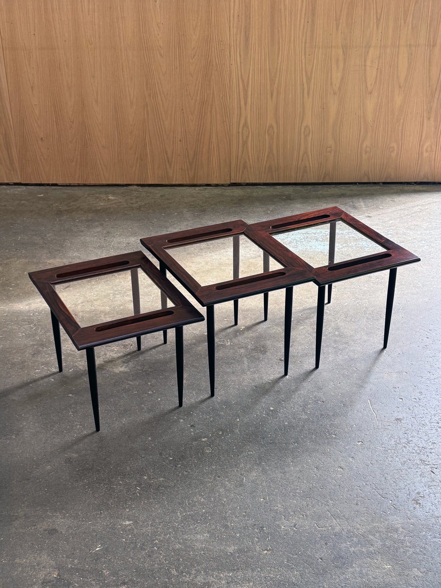 1950s Brazilian rosewood coffee/side table set by Artenova