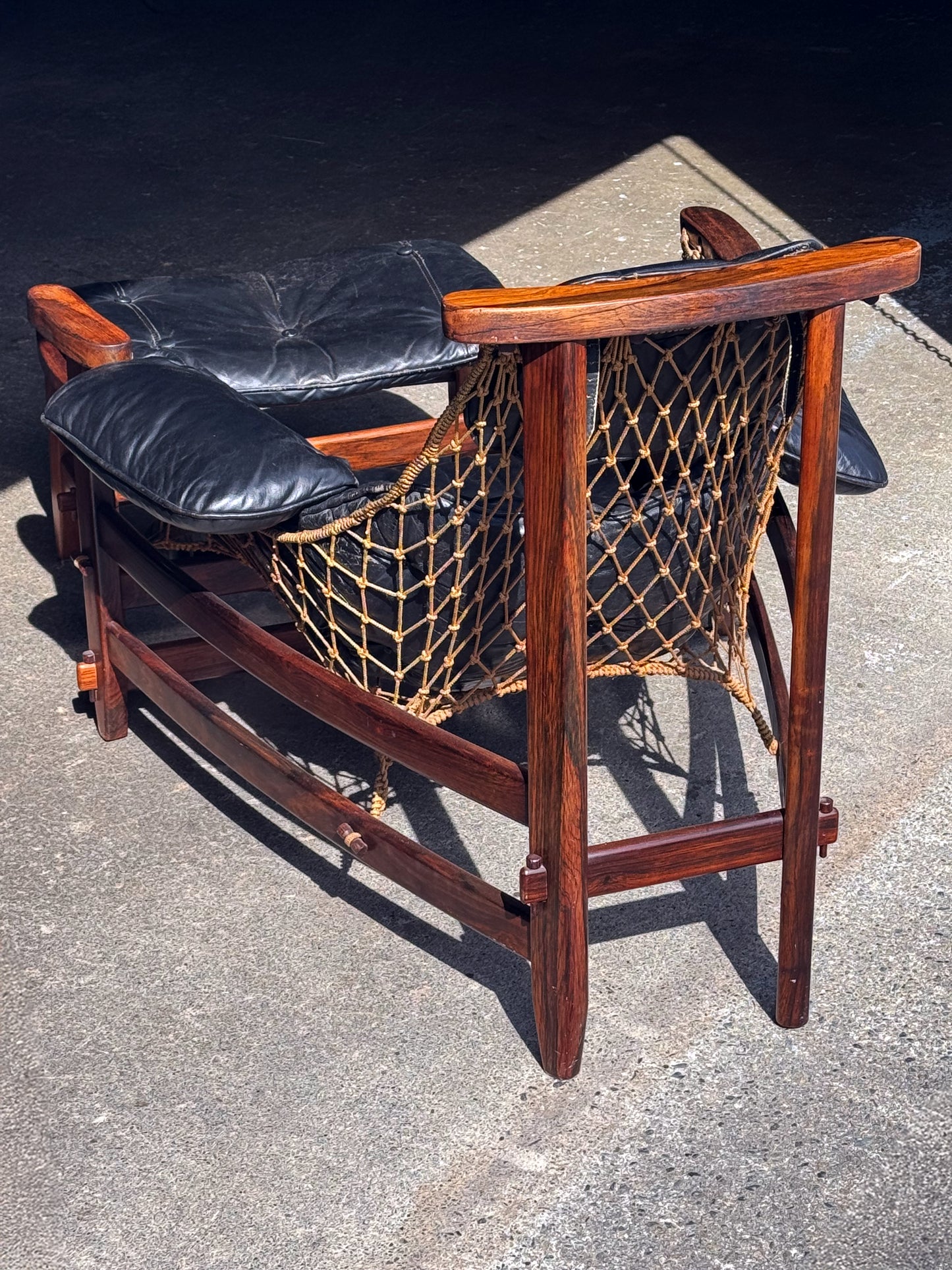 1960s Jangada Lounge Chair and Ottoman by Jean Gillon in rosewood and black leather