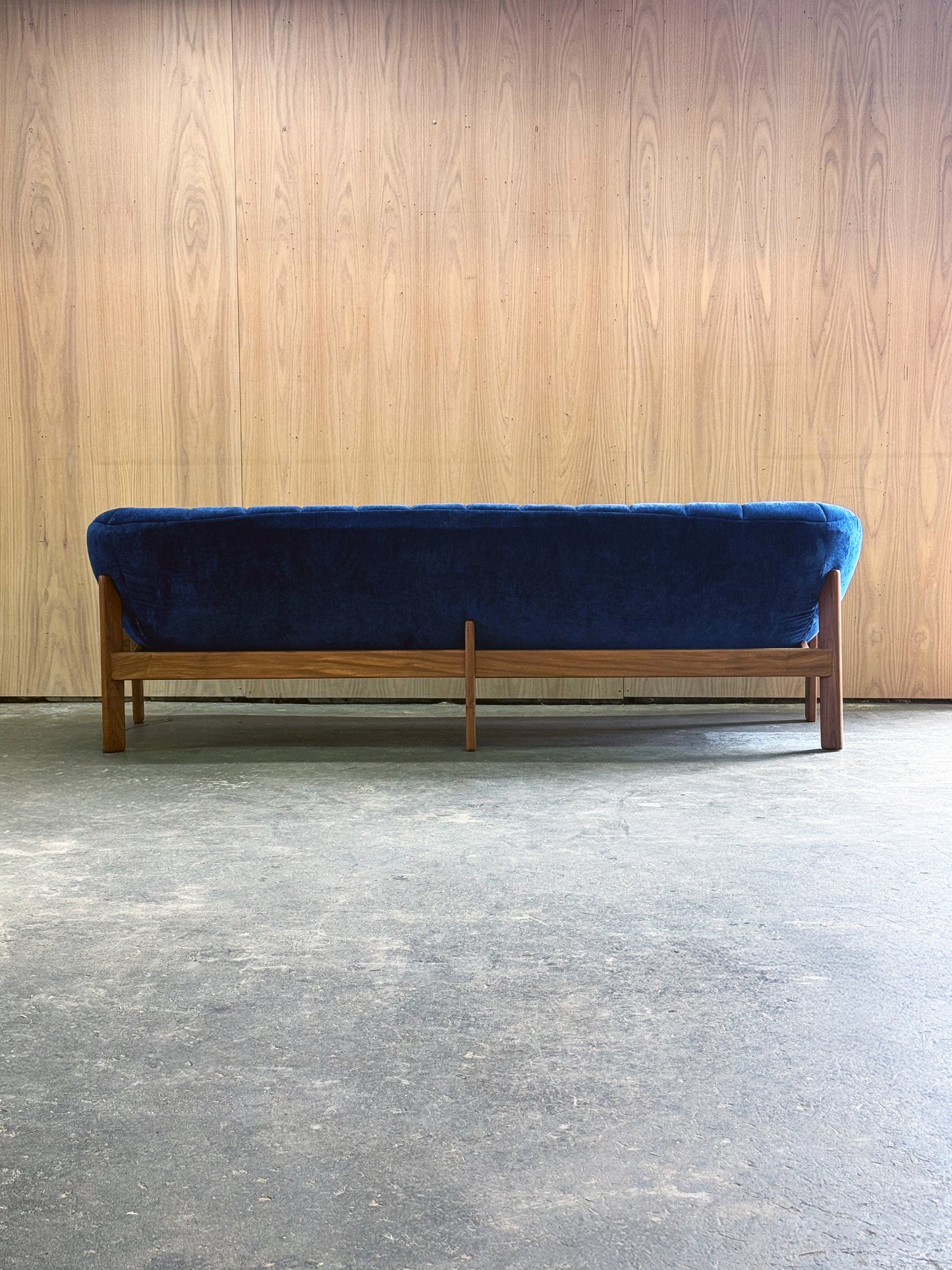 1960s Pod Sofa by R Huber in teak and blue upholstery