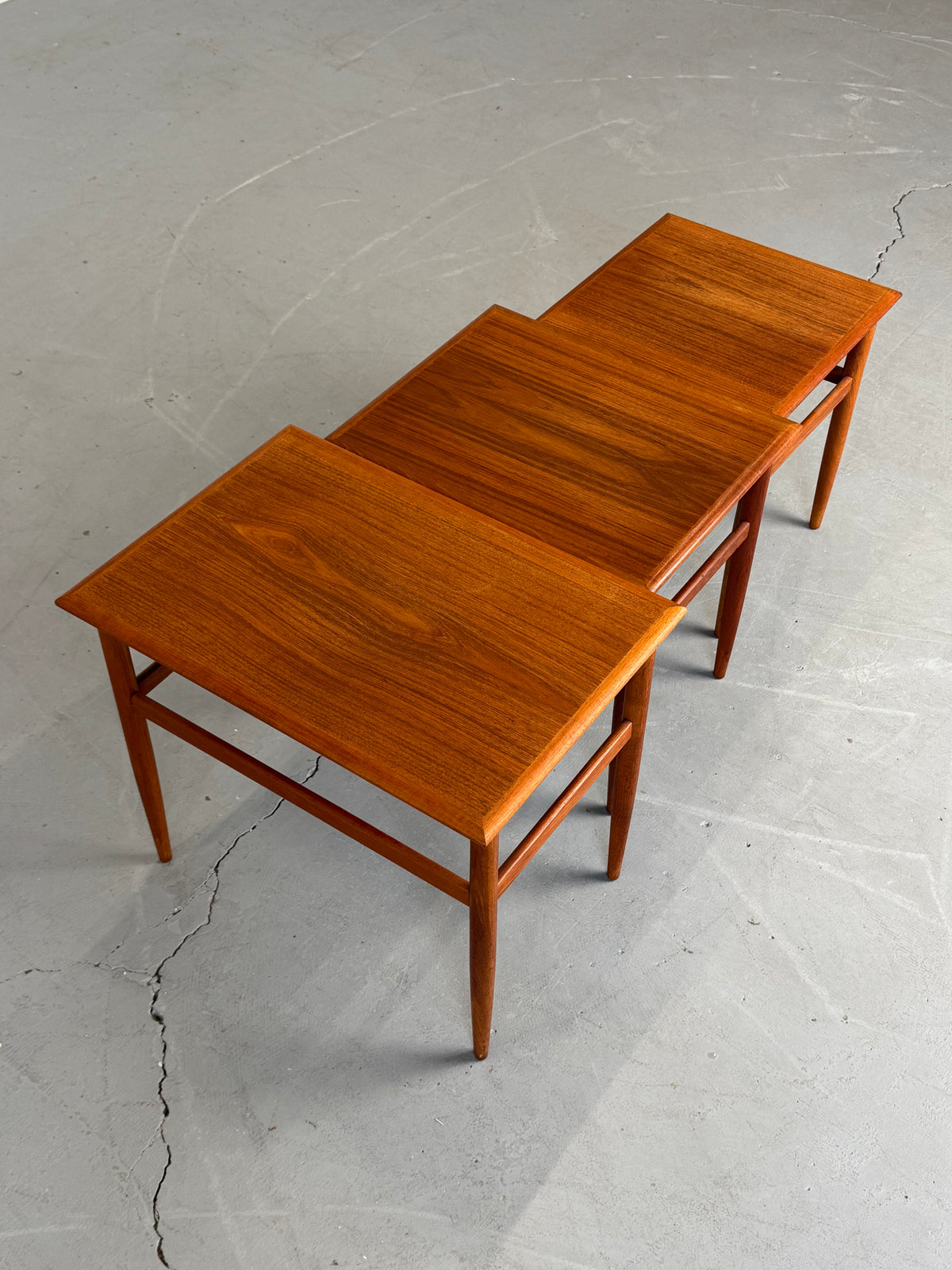1960s Danish Modern Teak Nesting Tables, Set of Three.