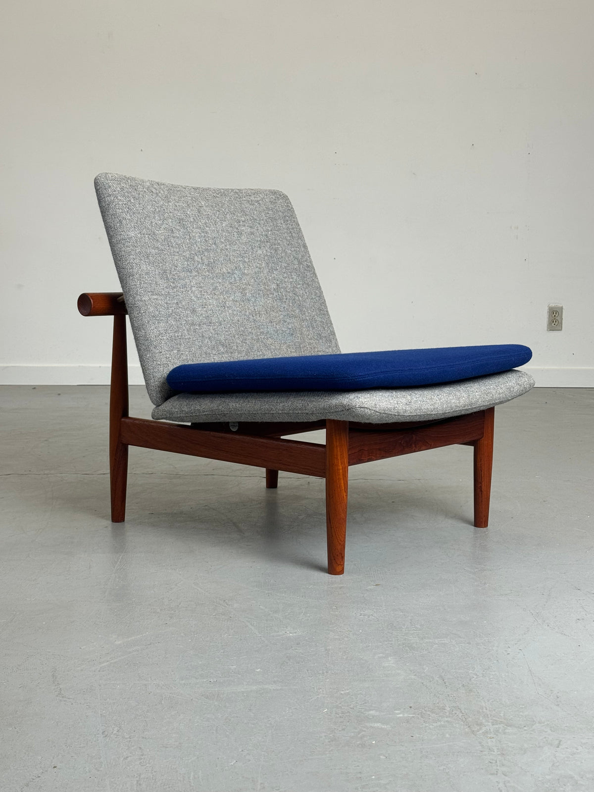 1950s Finn Juhl Japan Lounge Chair and Ottoman for France & Son in Teak and Kvadrat Hallingdal.