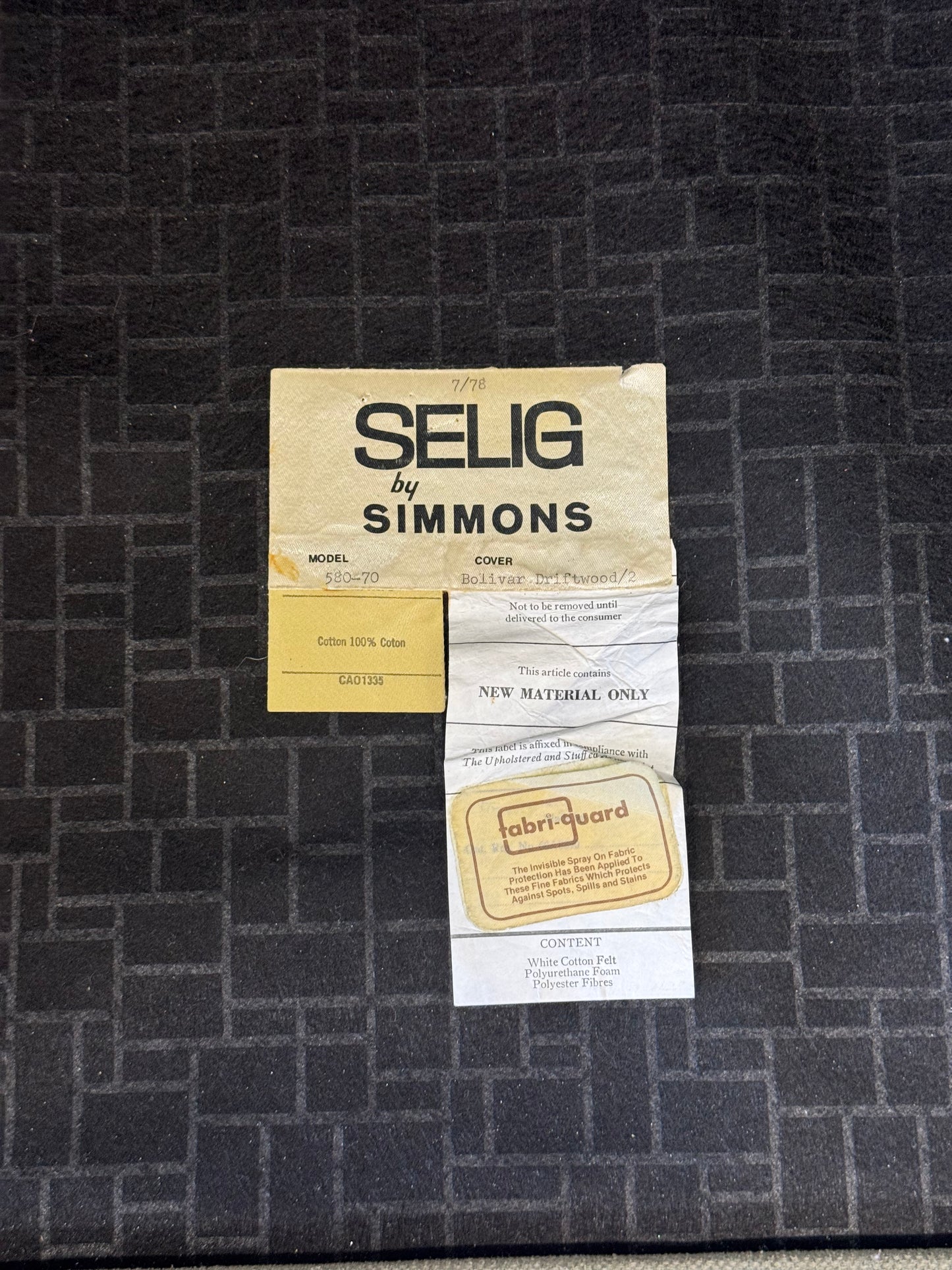 1970s Selig by Simmons Six-Piece Grey Modular Sectional Sofa.