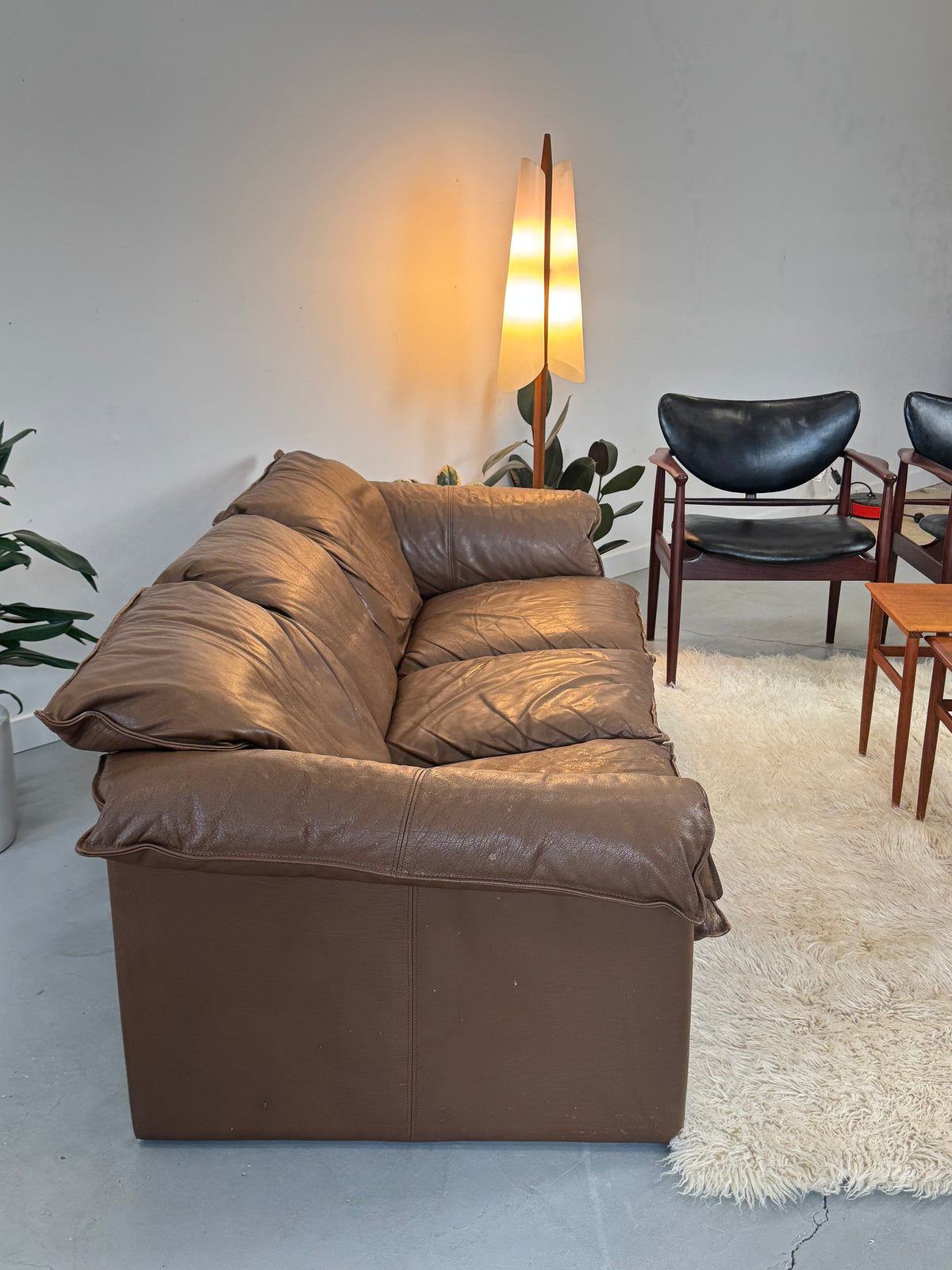 1980s Niels Eilersen Three-Seat Sofa in Aniline Leather, Denmark.