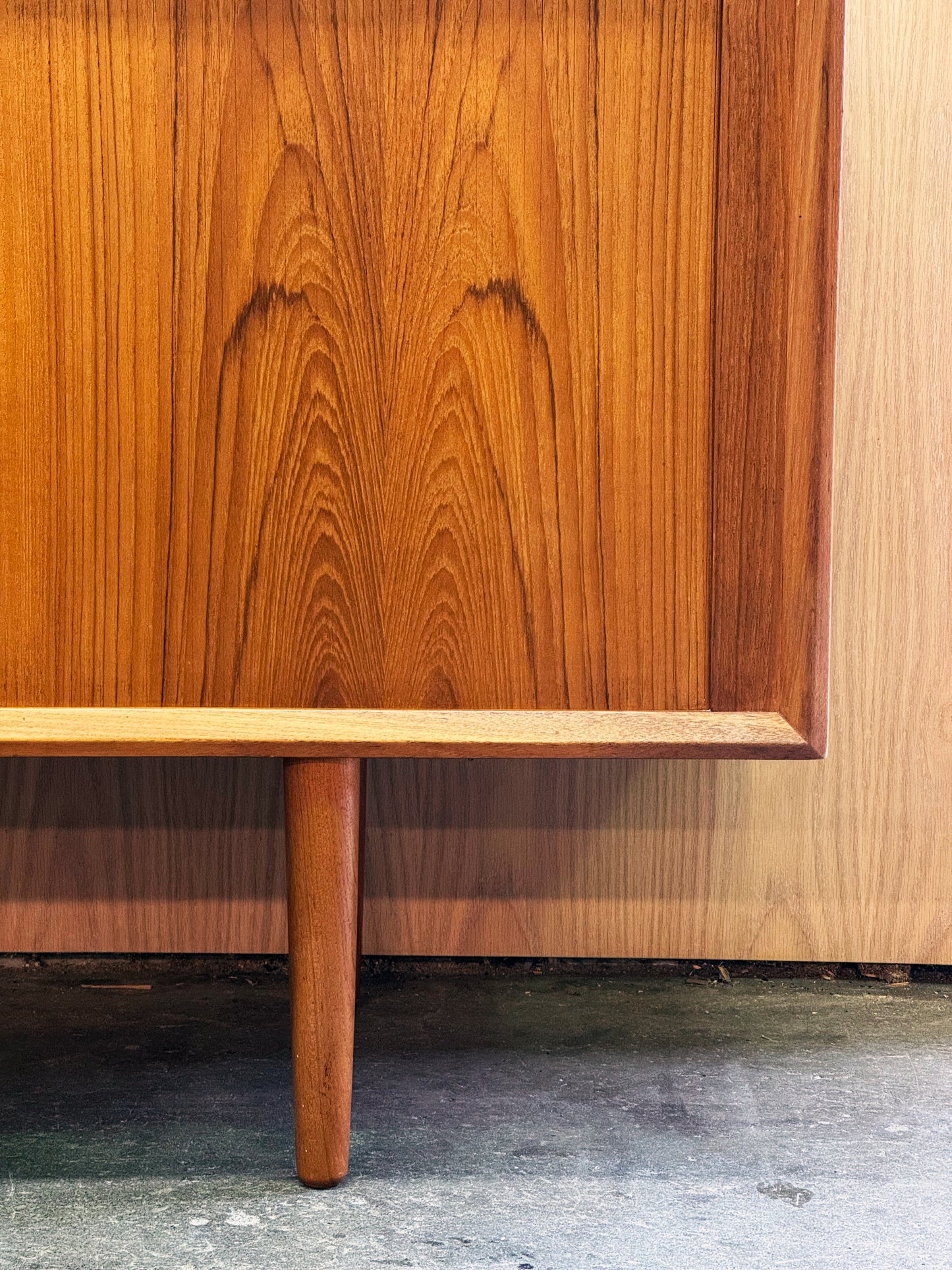 1960s Tambour Door Teak Sideboard by Svend Aage Larsen for Faarup Mobelfabrik