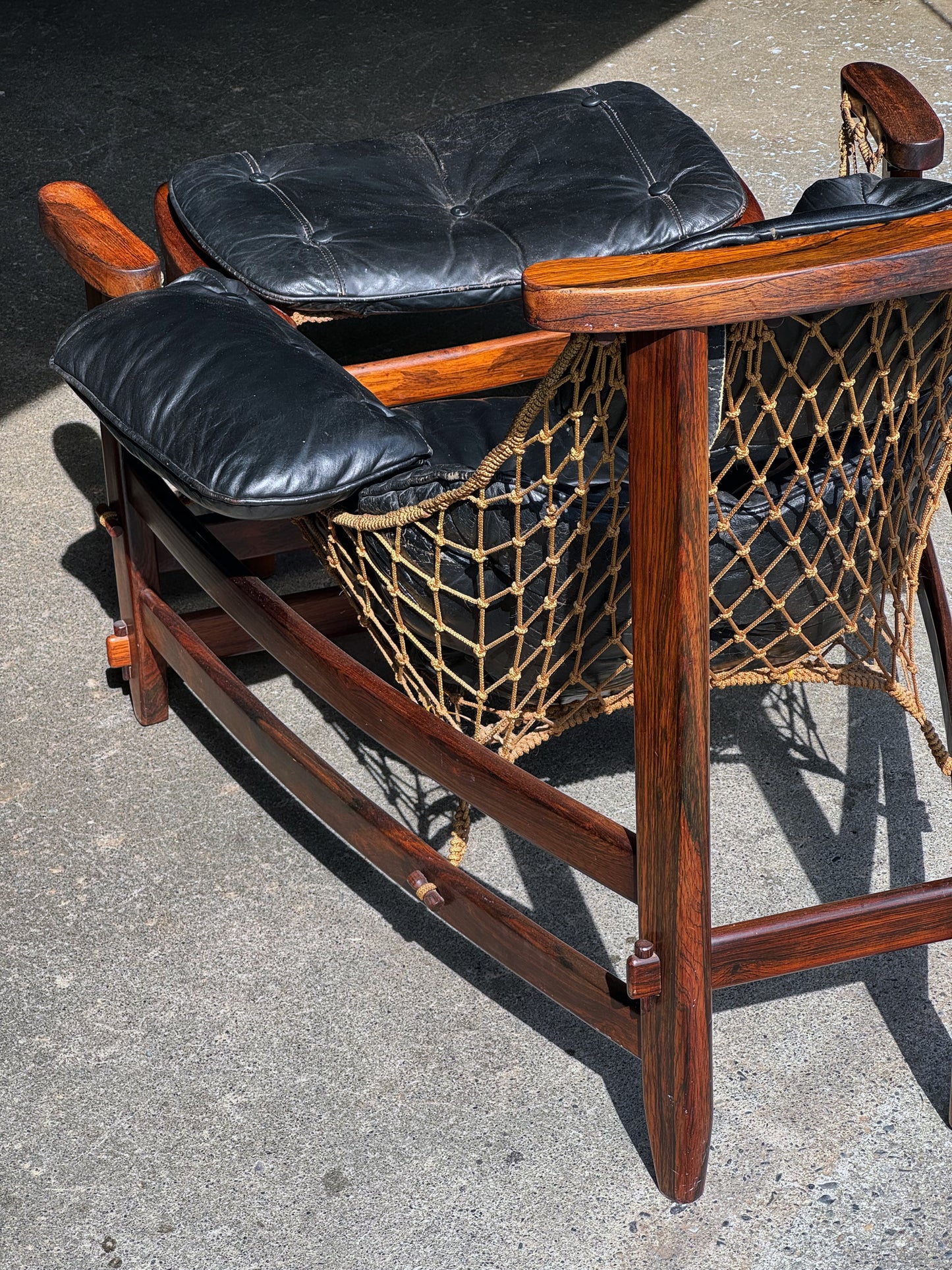 1960s Jangada Lounge Chair and Ottoman by Jean Gillon in rosewood and black leather